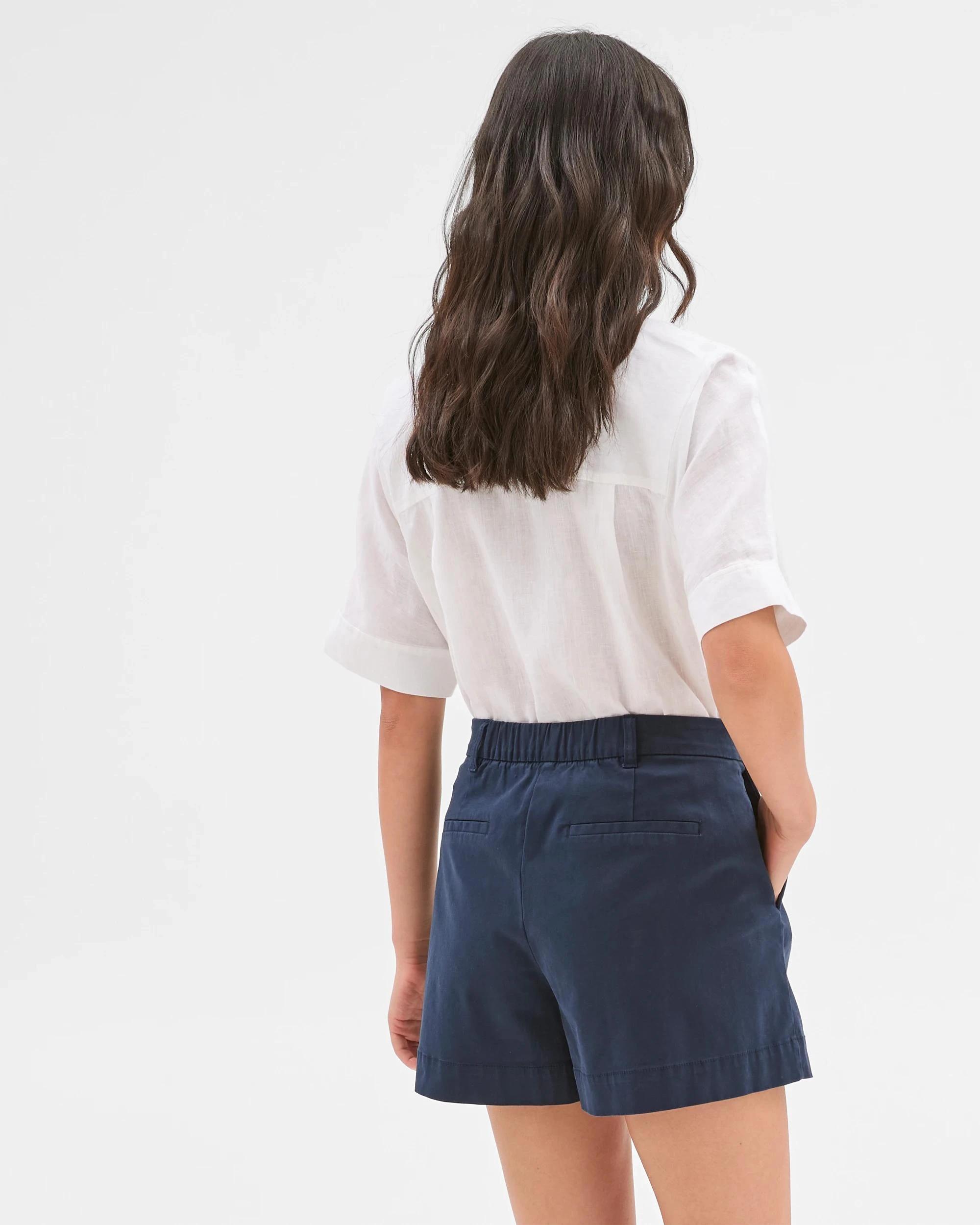 6 Target Australian Cotton Pleat Front Shorts NAVY BLUE, 6 of 7