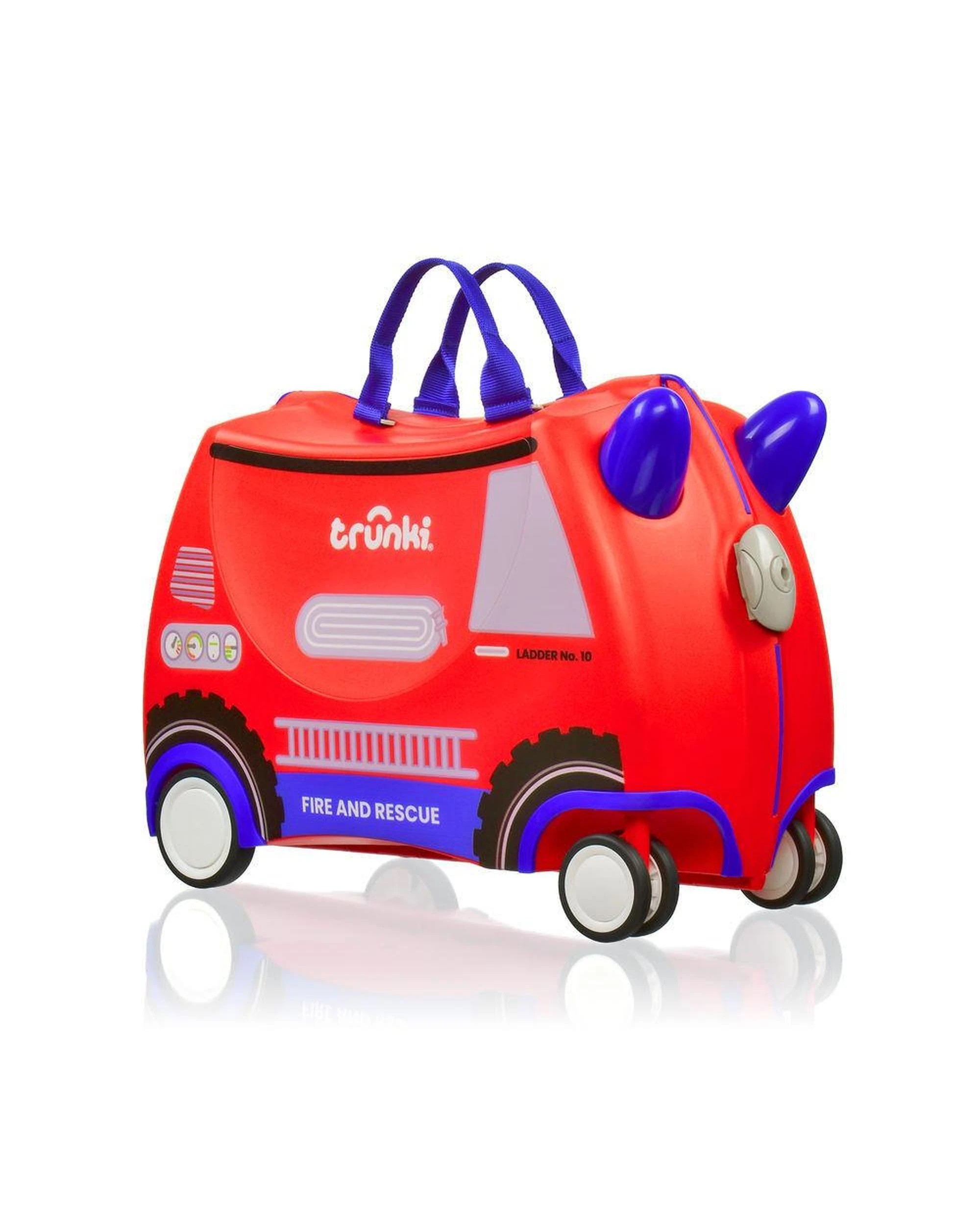 1 Trunki Glide Ride on Luggage Kids Suitcase Toy Box Frank the Firetruck, 1 of 7