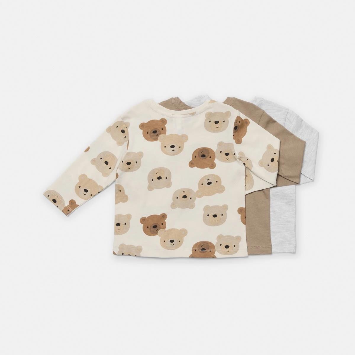 2 3 Pack Long Sleeve T-shirts Bge Bear, 2 of 8