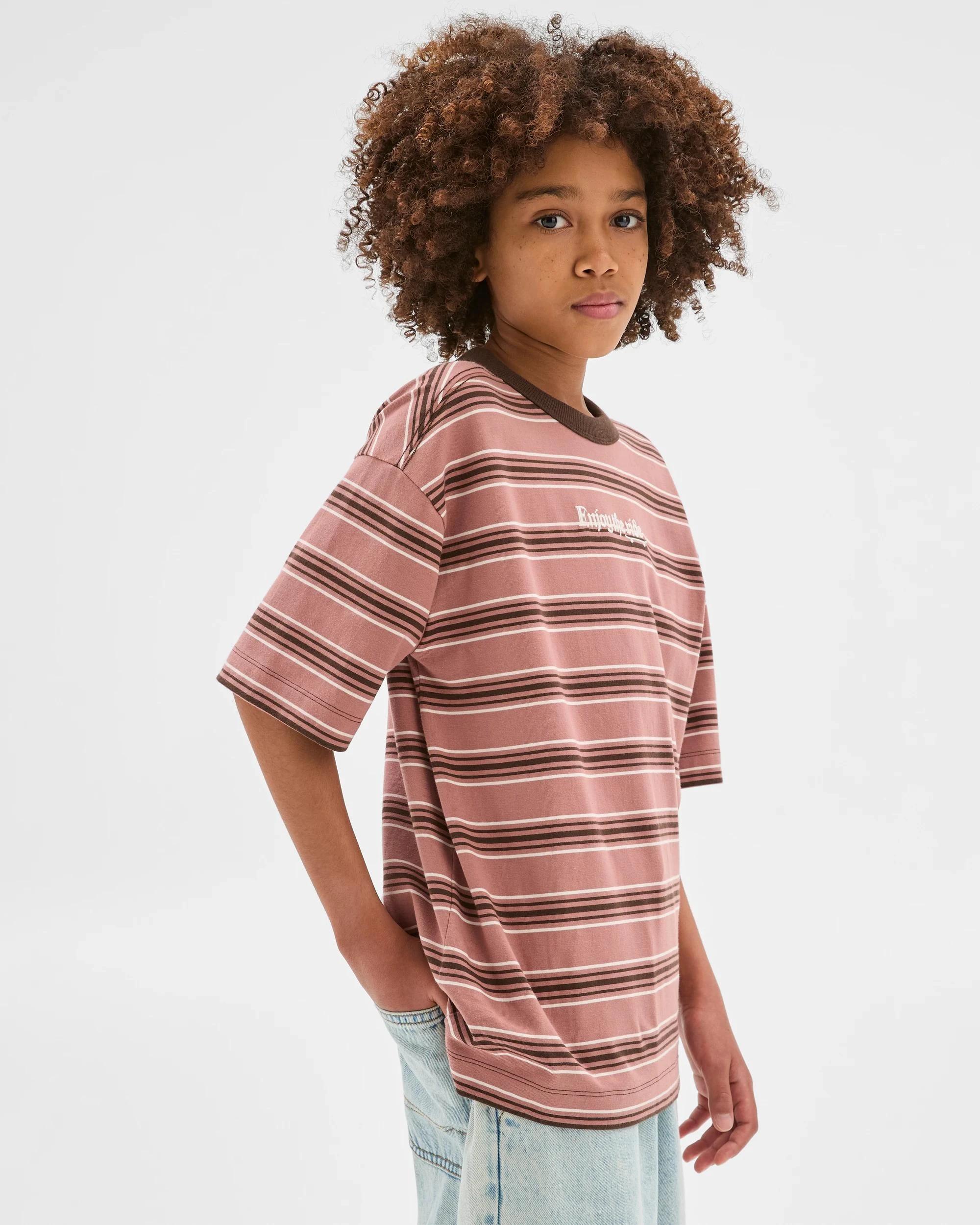 3 Target Kids Australian Cotton Stripe T-Shirt BURLWOOD, 3 of 7