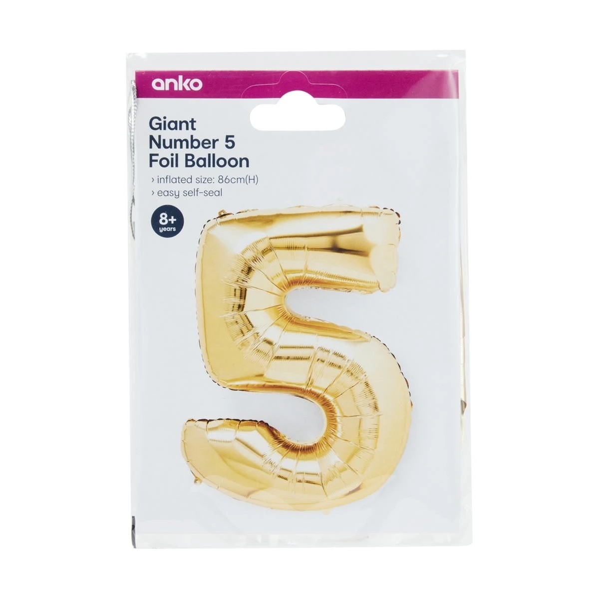 5 Gold Look Giant Number 5 Foil Balloon, 5 of 5