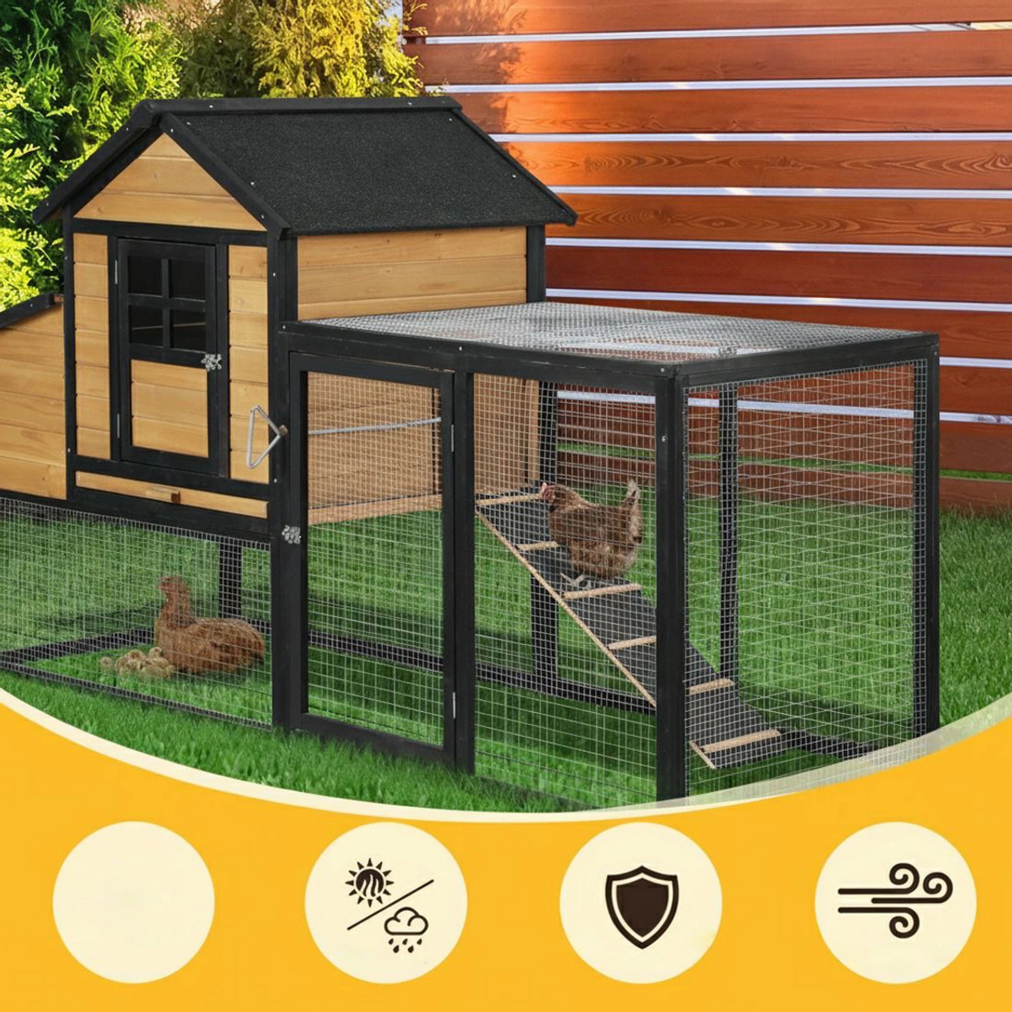 5 i.Pet Chicken Coop Rabbit Hutch Extra Large Wooden Run Cage Bunny House Outdoor - Multi, 5 of 7