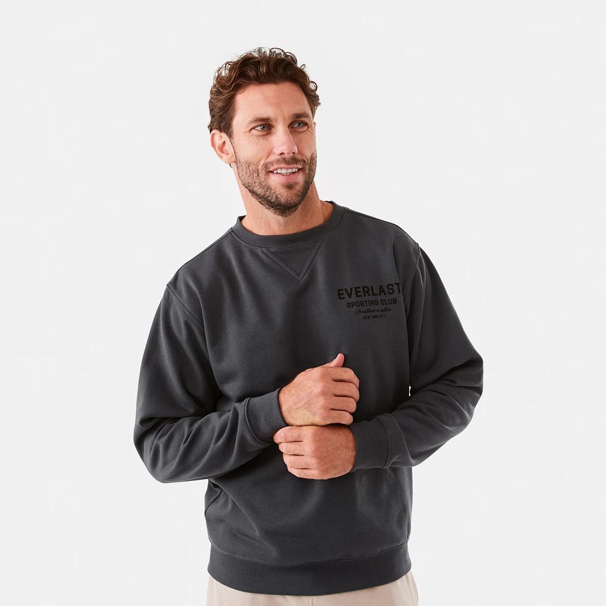 1 Everlast Mens Crew Neck Sweatshirt Charcoal, 1 of 8