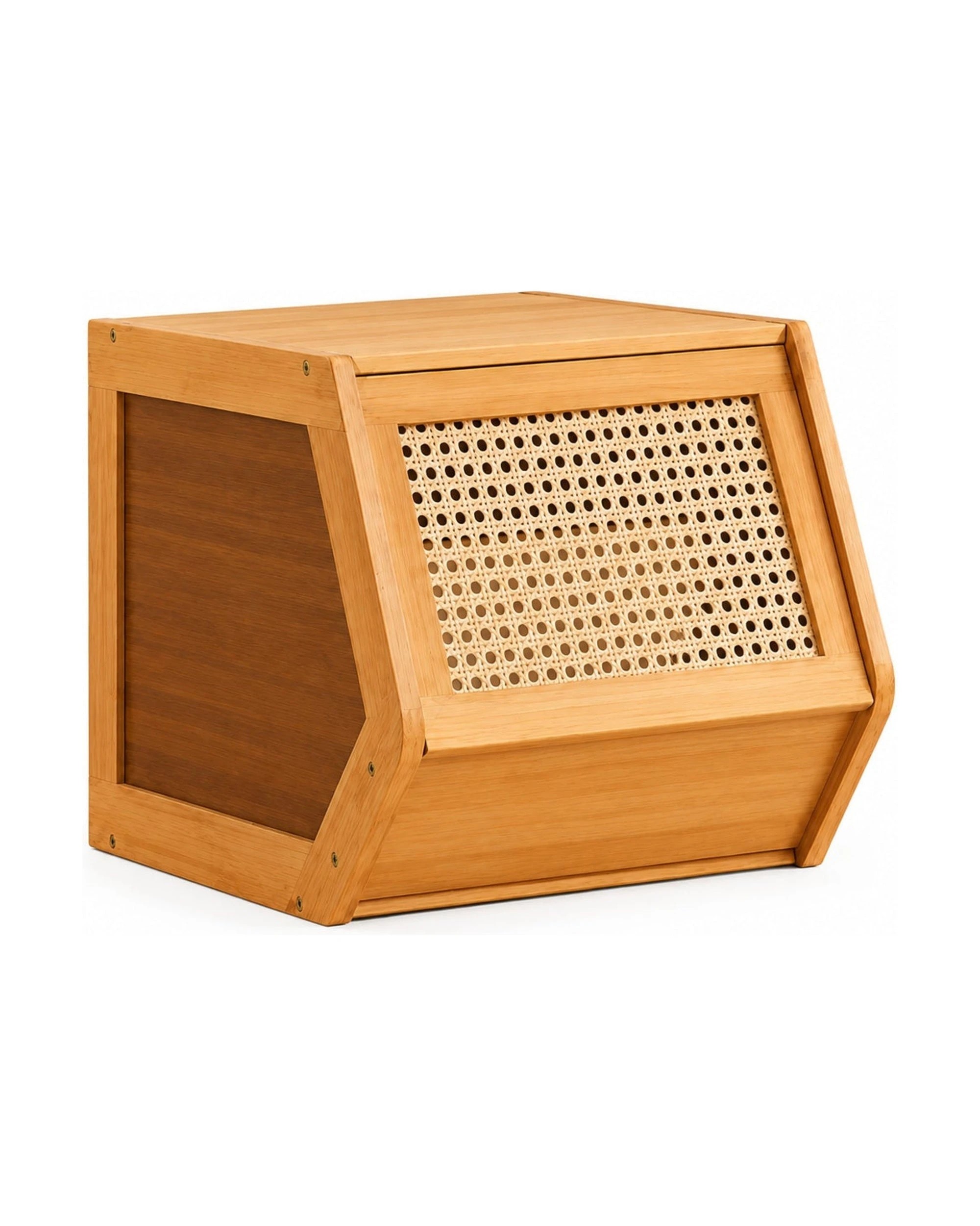 7 Foret Natural Bamboo Storage Cabinet Woven Flip Door Stackable Organiser, 7 of 7