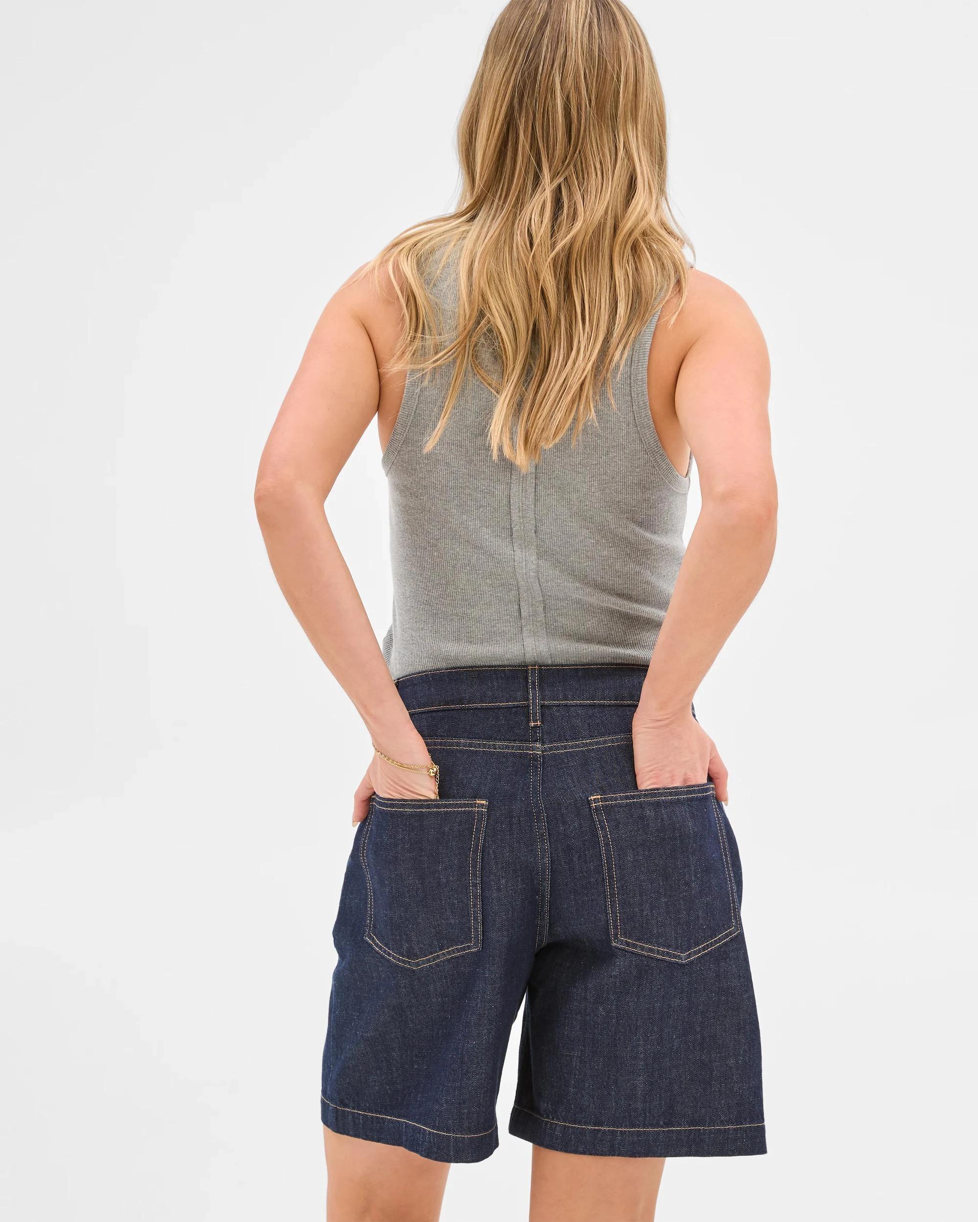 3 Denim Pleat Front Shorts - Lily Loves DARK INDIGO, 3 of 5