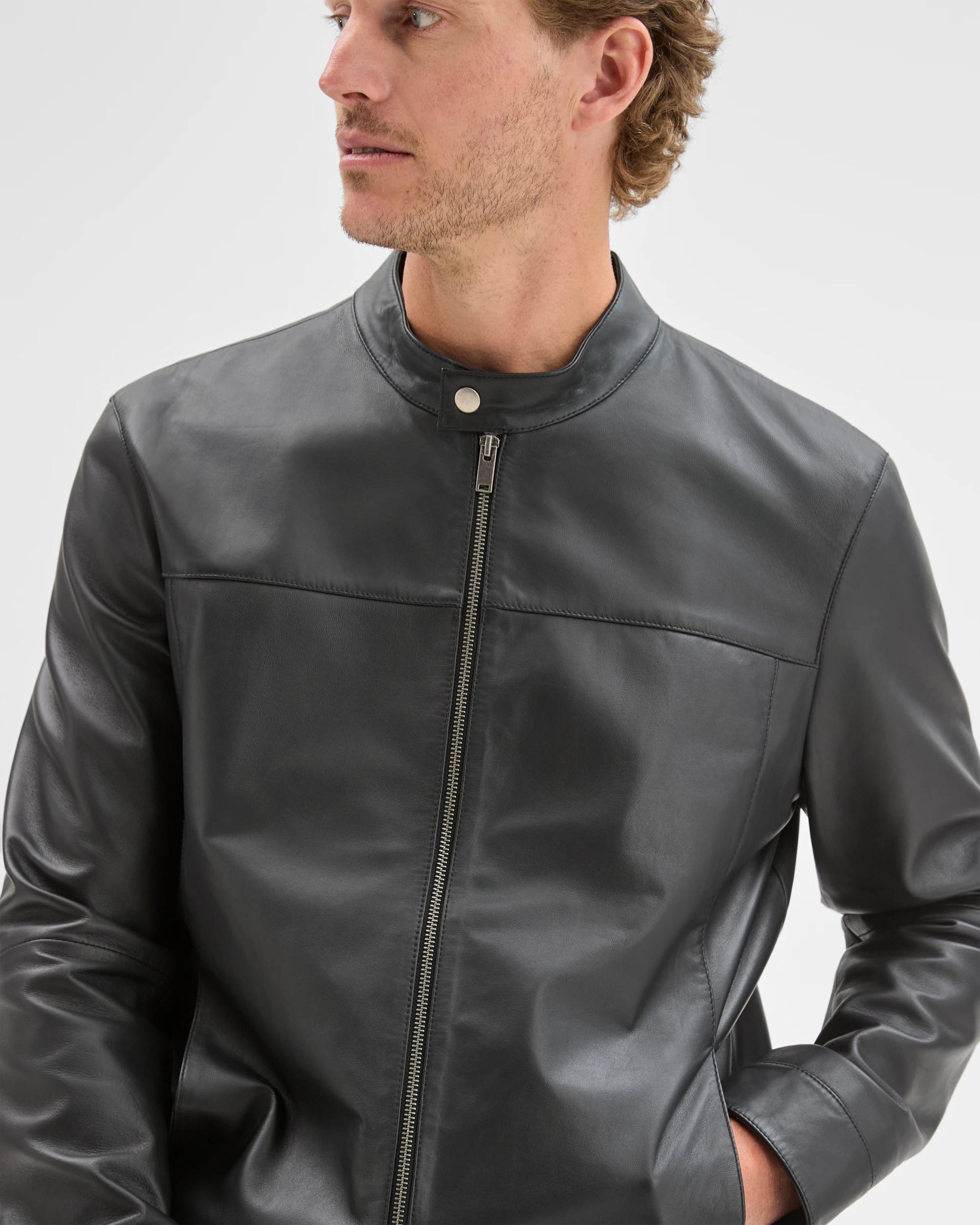 7 Preview Smart Genuine Leather Jacket BLACK, 7 of 8