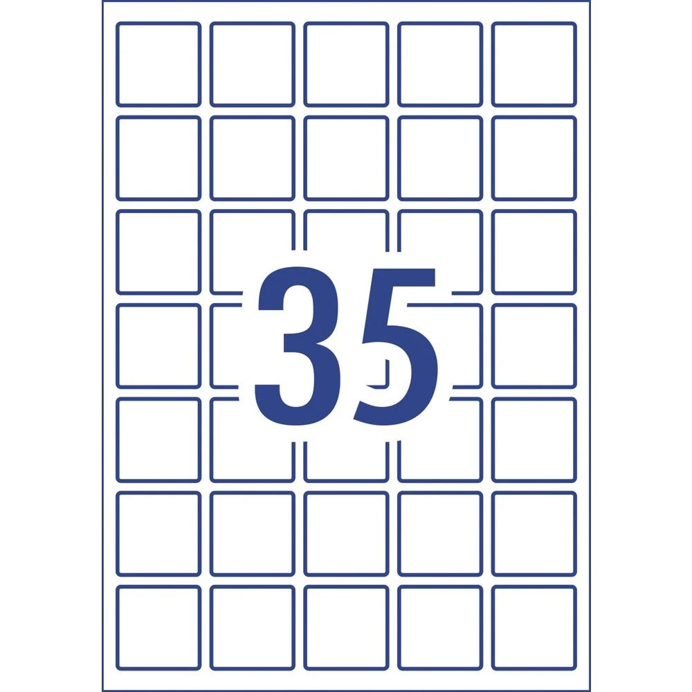 3 Avery 35UP Inkjet Laser Square Labels Gloss White 10 Sheets, 3 of 6