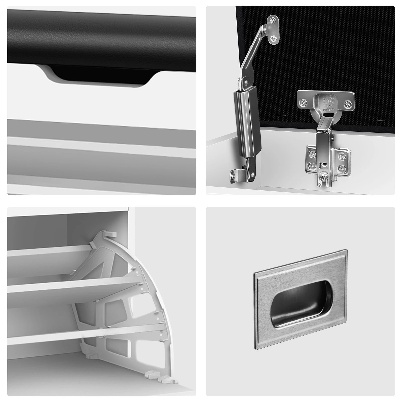 6 Alfordson Shoe Cabinet Bench Storage Rack Organiser Shelf 12 Pairs - White, 6 of 10