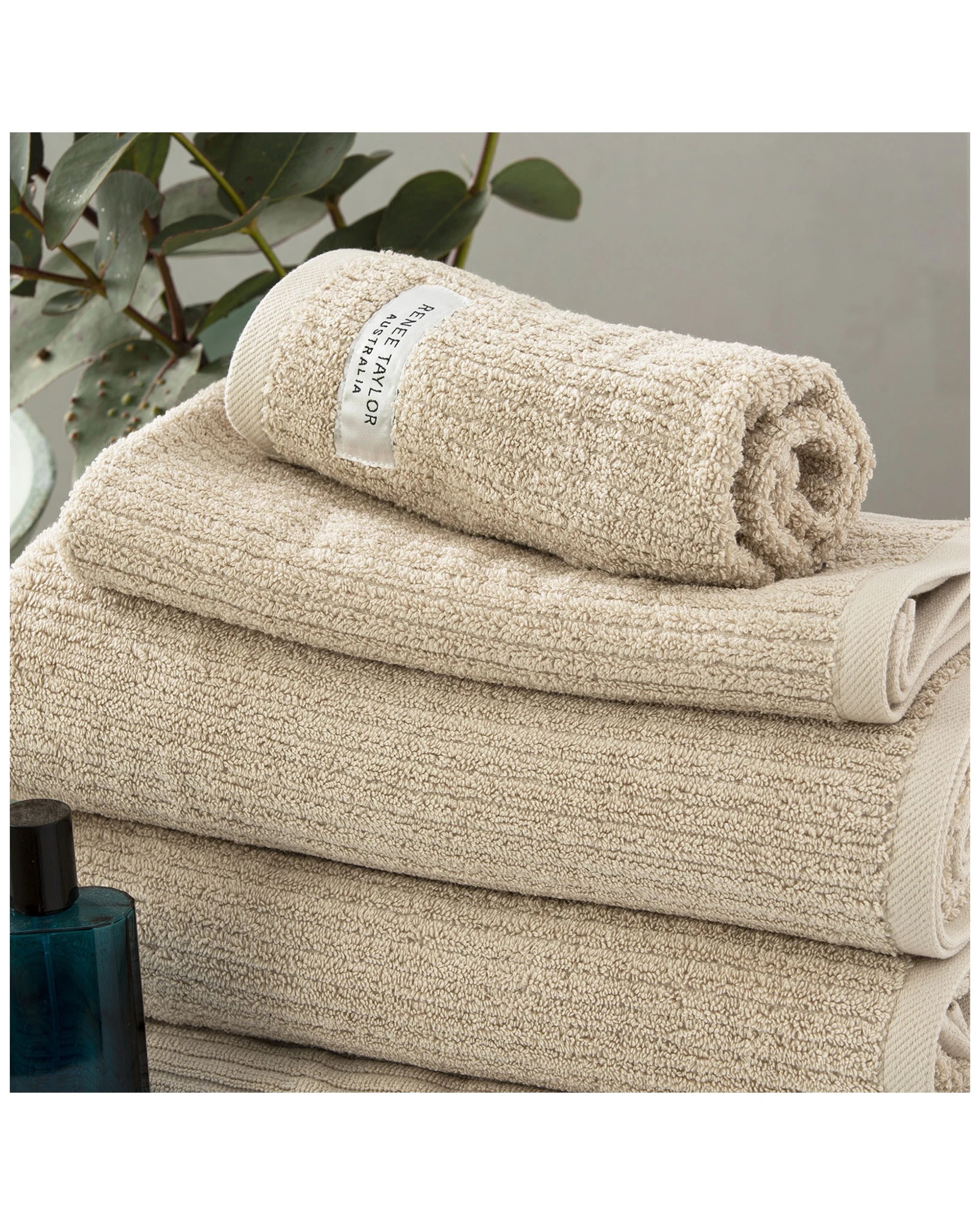 2 2pc Renee Taylor Cobblestone Bath Sheet Towel 160cm Cotton Ribbed 650 Gsm Stone.
 - Natural, 2 of 3