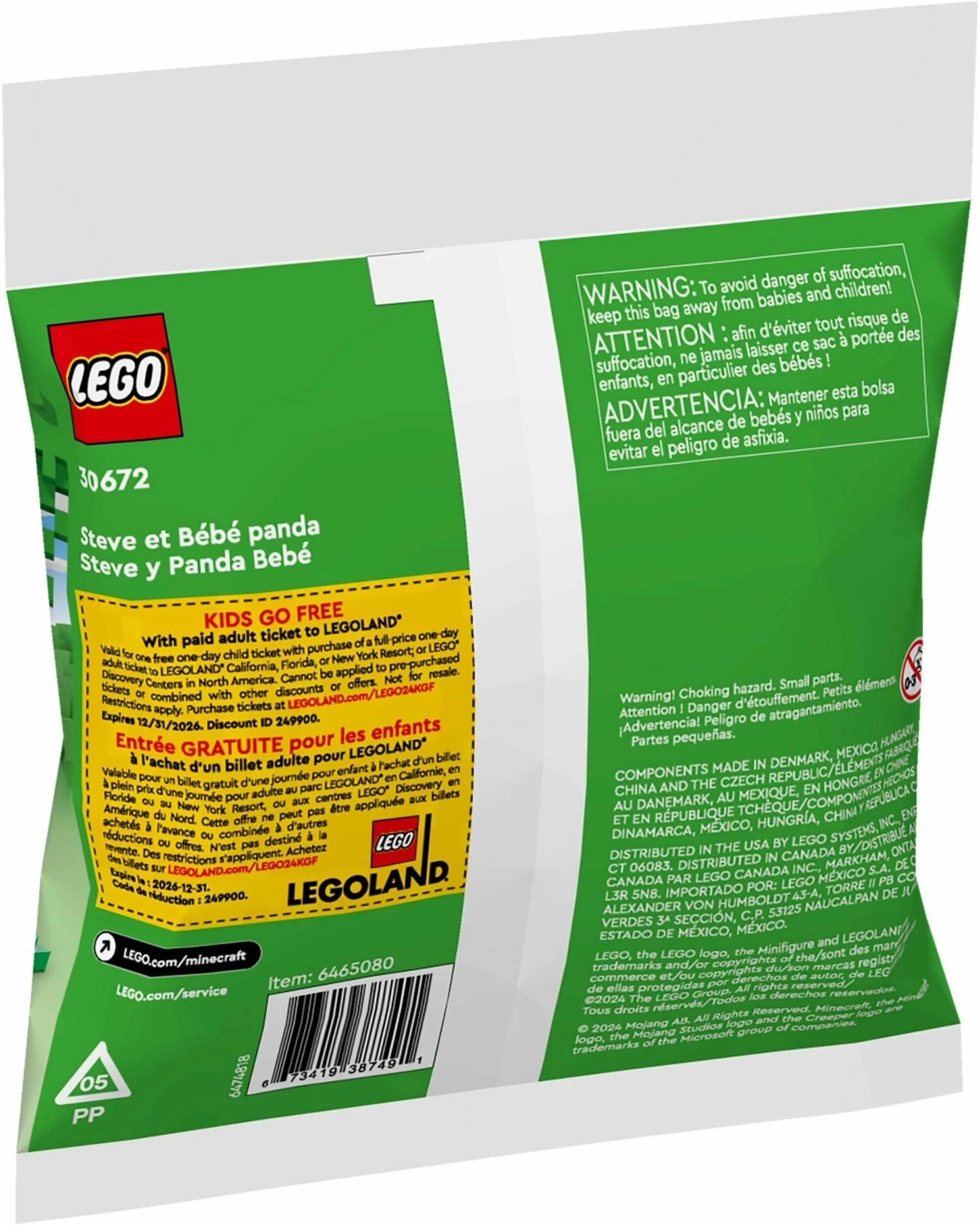 2 LEGO Minecraft Steve and Baby Panda 30672 Polybag, 2 of 2