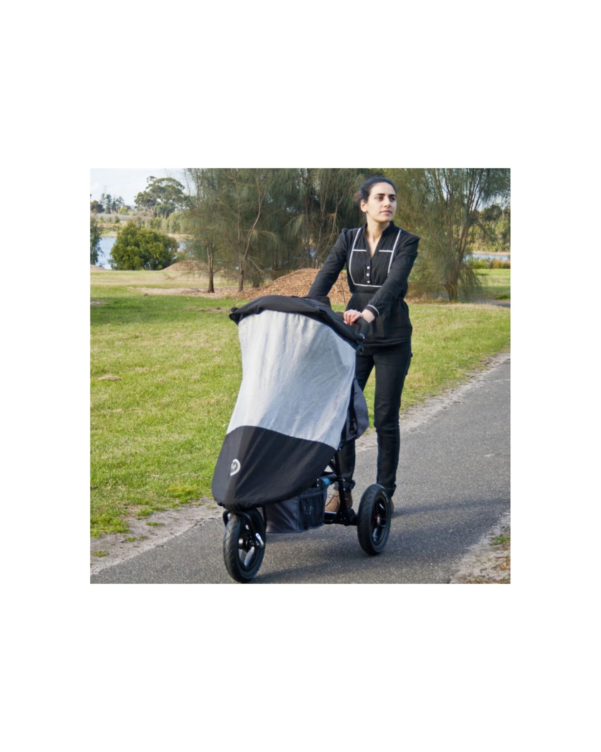 5 VeeBee Sun Stopper Pram Stroller Cover UV Mesh For Side By Side Model Compatible - Black, 5 of 5
