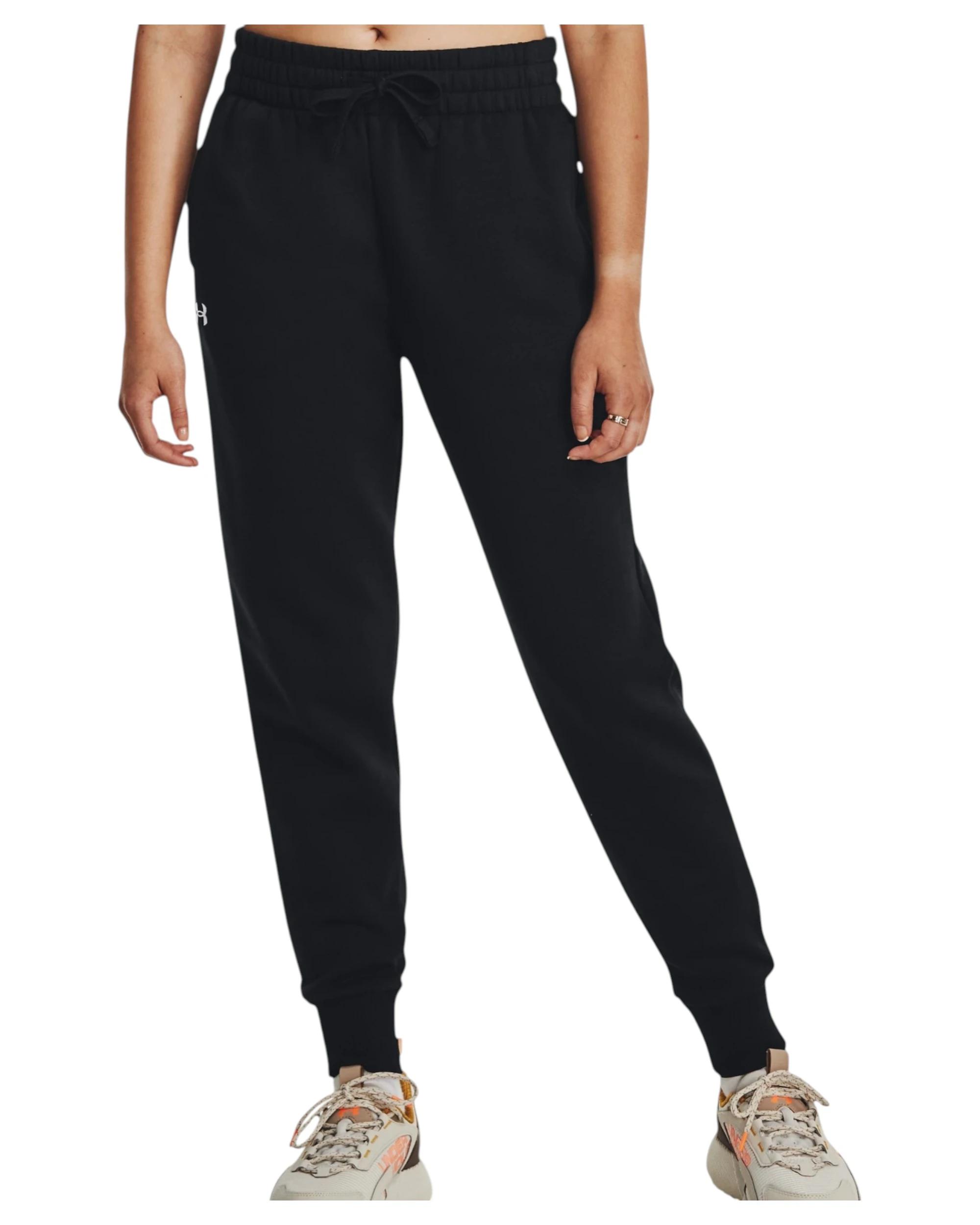 4 Under Armour Womens Rival Fleece Joggers Black Trackies Black, 4 of 6