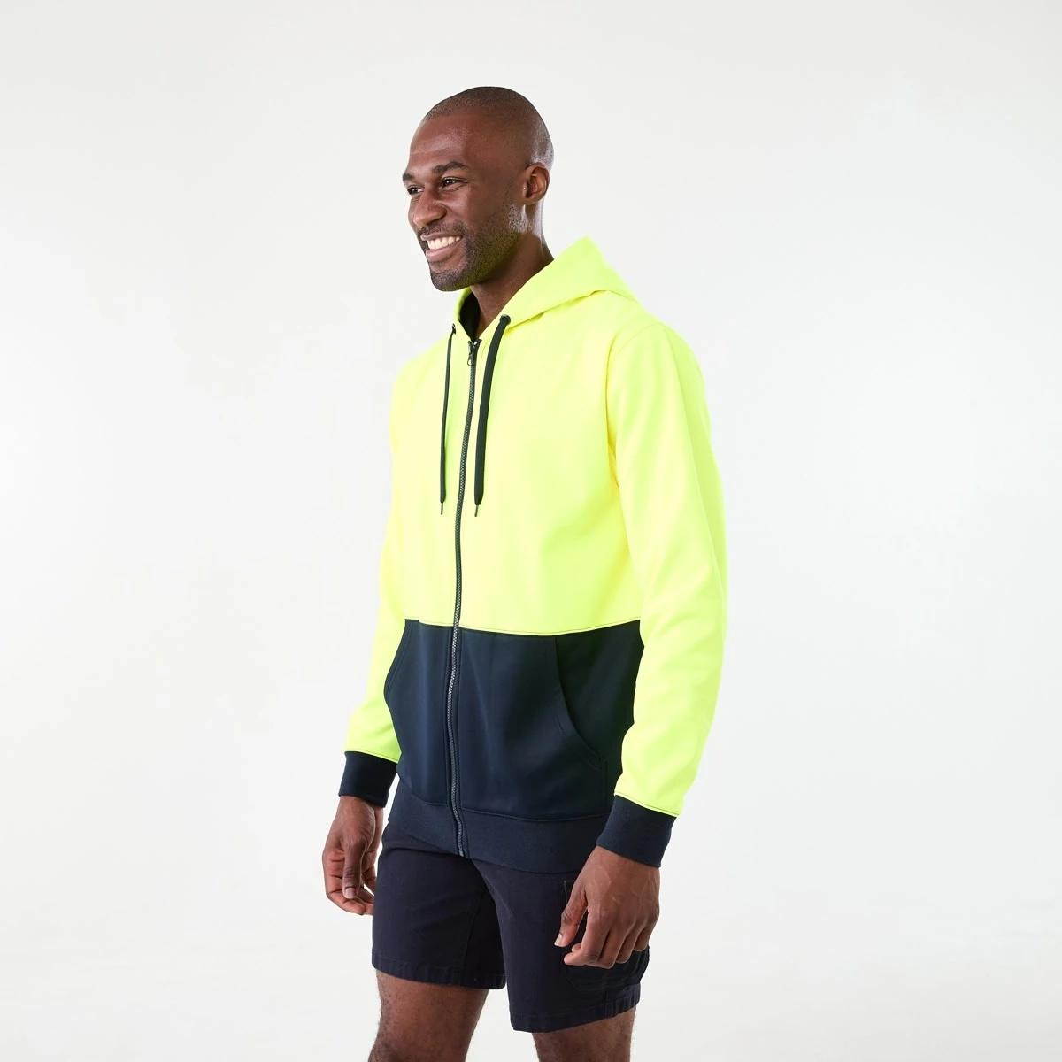 2 Hi-Visibility Zip Through Hoodie Yellow, 2 of 6