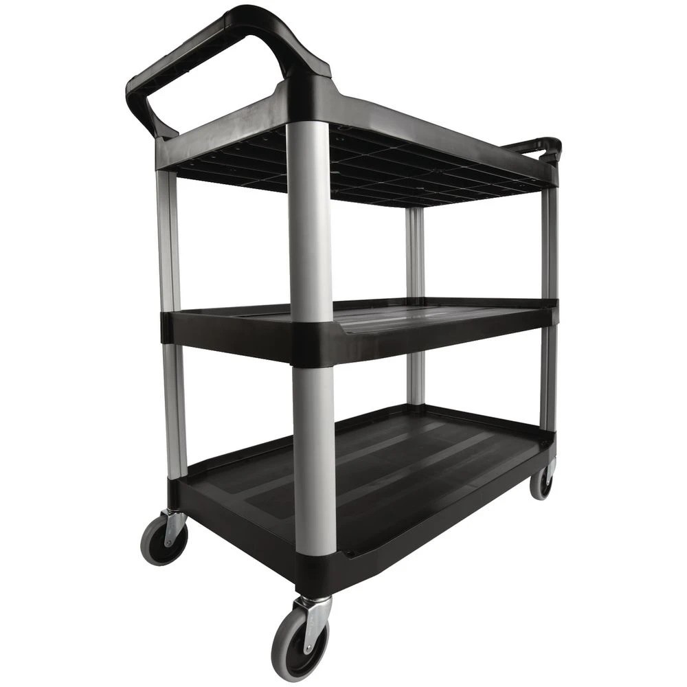 2 Rubbermaid Utility Cart Open Side 136kg Capacity Office Storage and Safety Accessories Trolleys Cleaning Carts, 2 of 3