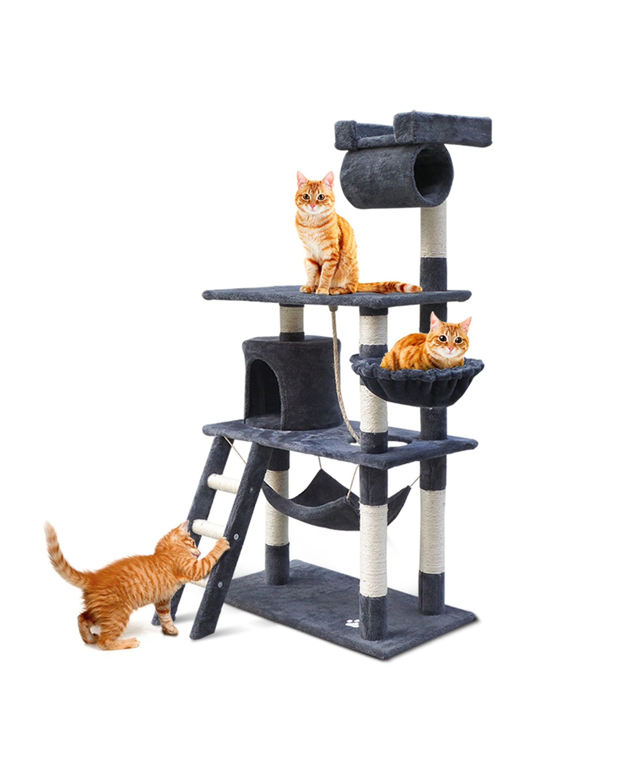 1 I.pet Cat Tree 141cm Tower Scratching Post Scratcher Condo Wood House Bed
 - Grey, 1 of 3