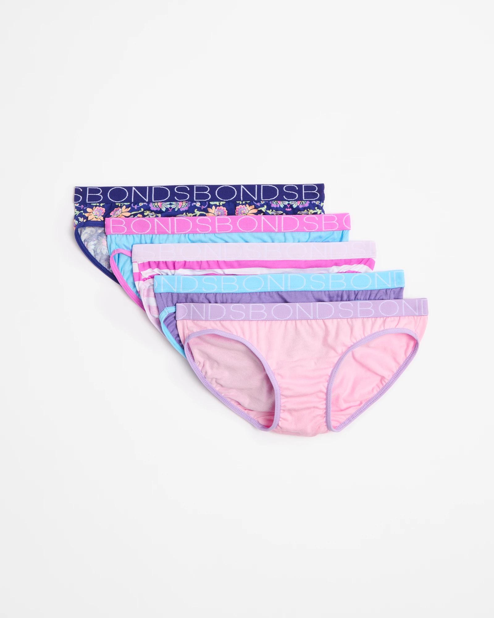 1 Bonds 5 Pack Girls Bikini Briefs MULTI, 1 of 2