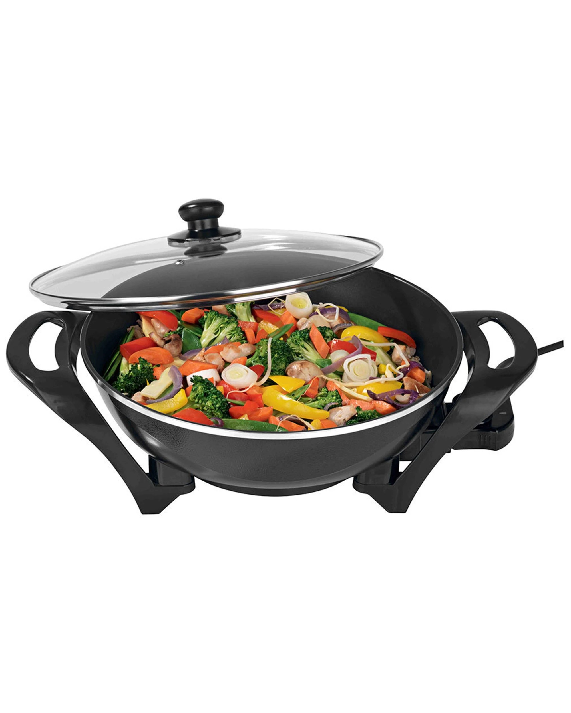 1 Lenoxx 4.5l 1500w Large Electric Wok/non-stick/stir-fry/cooking Pan/cooker - Black, 1 of 3