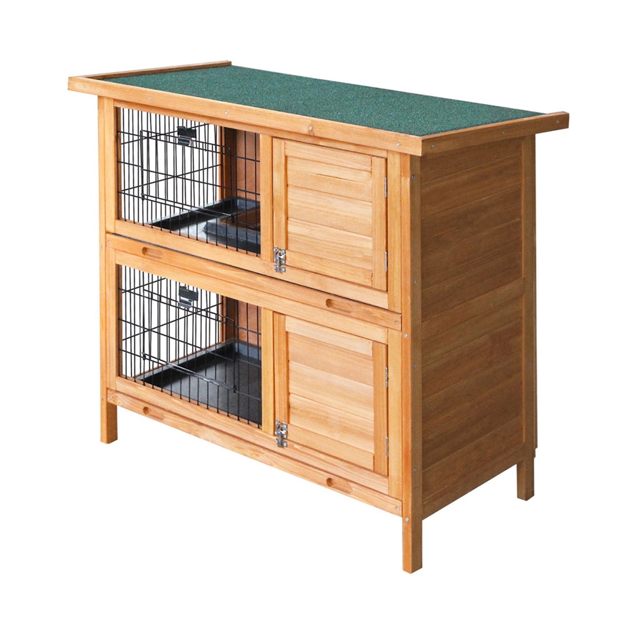 1 i.Pet Rabbit Hutch Chicken Coop Large Wooden House Run Cage - Brown, 1 of 9