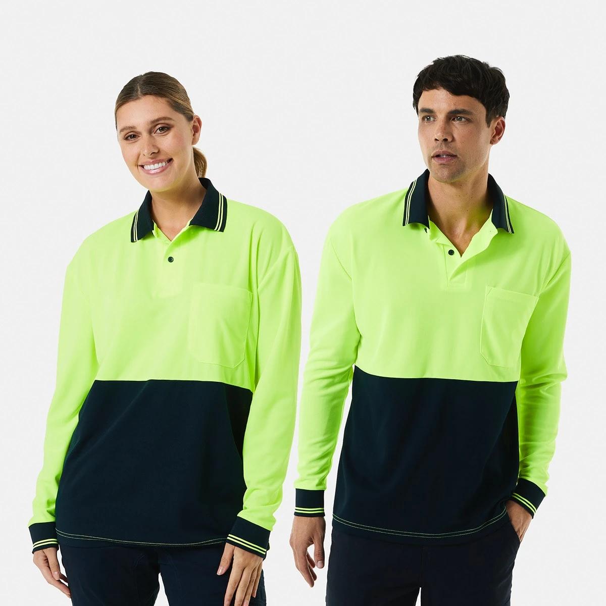 1 Hi-Visibility Long Sleeve Polo Shirt Yellow, 1 of 10