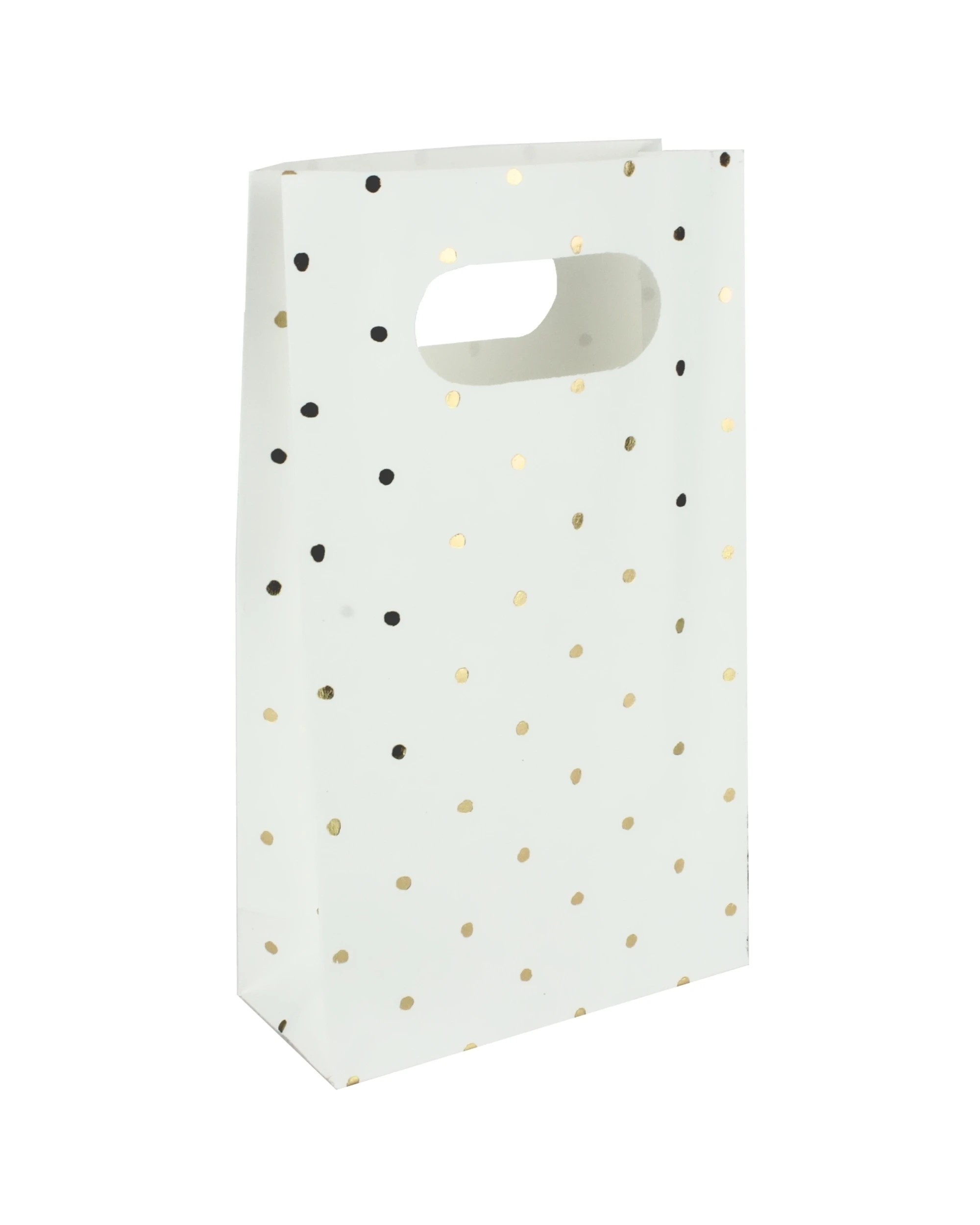 1 Oceana White and Foil Dot Paper Treat Bags Pack of 6 - Gold, 1 of 2