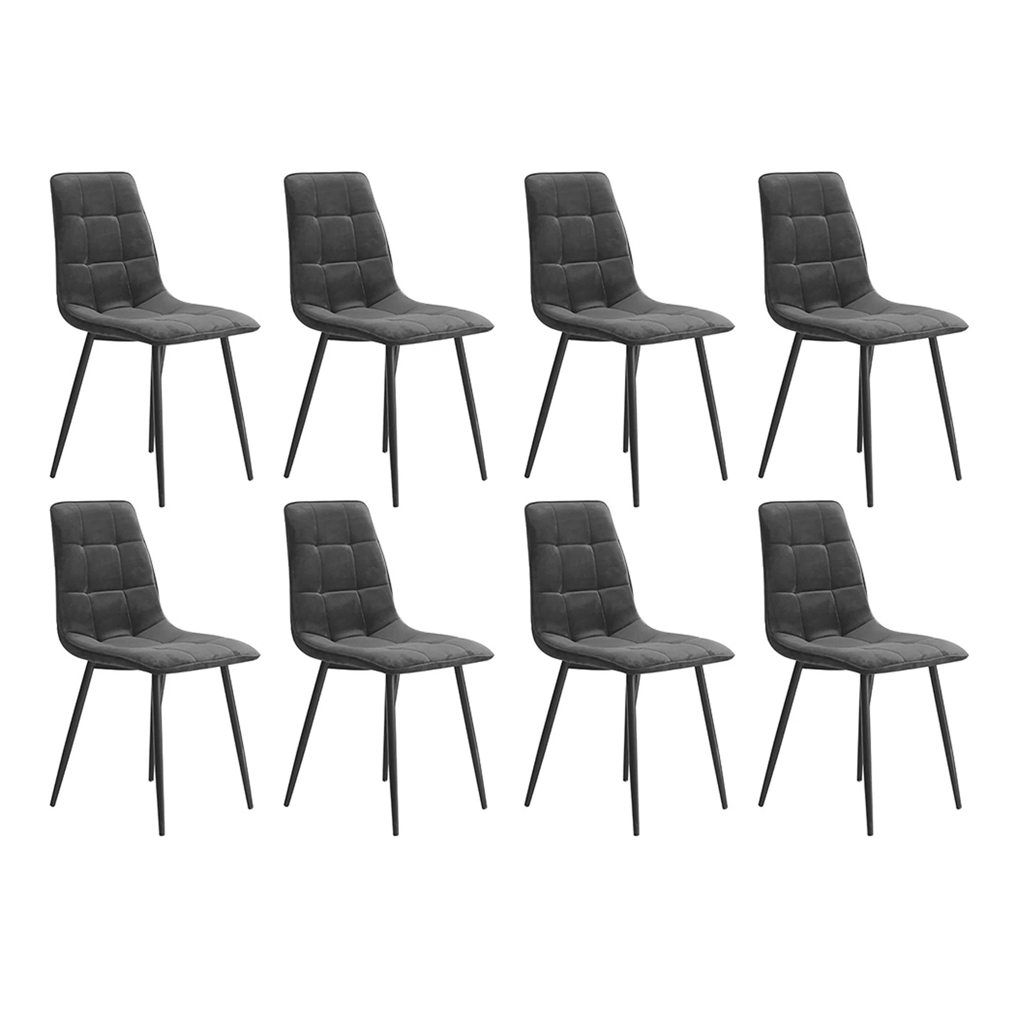 1 Levede 8x Dining Chairs Soft Velvet - Grey, 1 of 8