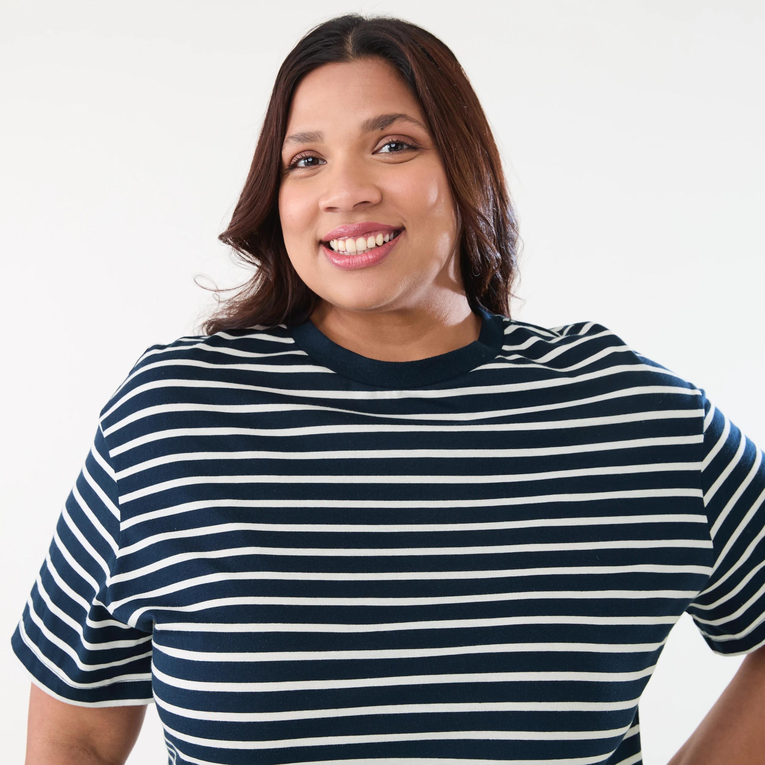 4 Curve Short Sleeve T-shirt Dress NAVY STRIPE SKY CAPTAIN, 4 of 5
