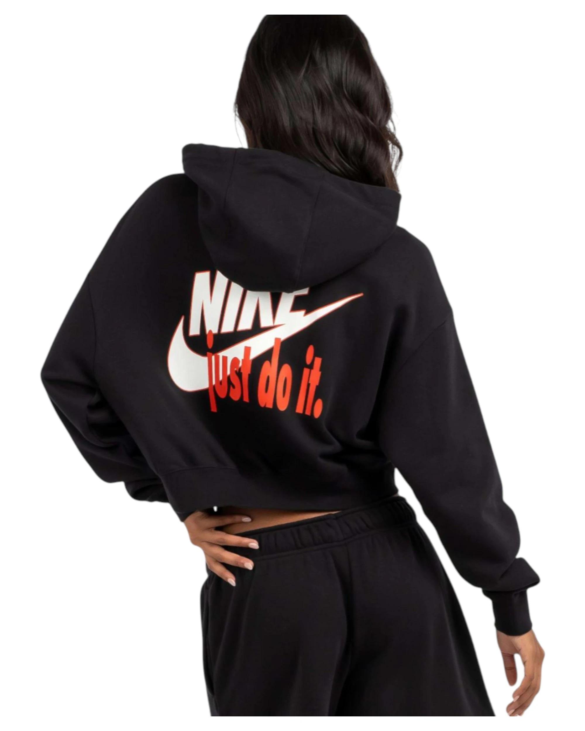 5 Nike Womens Sportswear Club Fleece Black Oversized Cropped Pullover Hoodie BLACK, 5 of 5