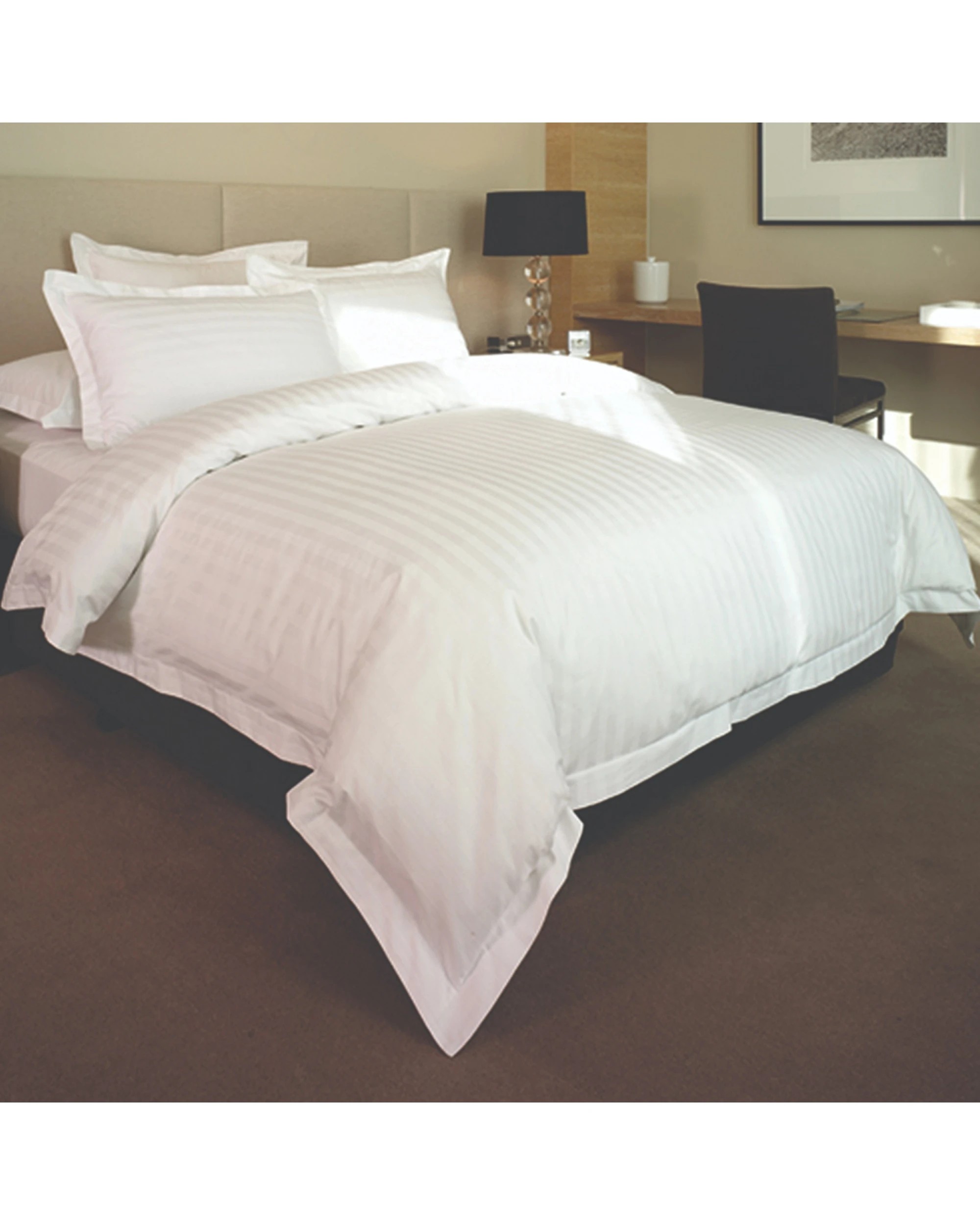 1 Jason Commercial Satin Stripe Quilt Cover Set 180x210cm - White, 1 of 1