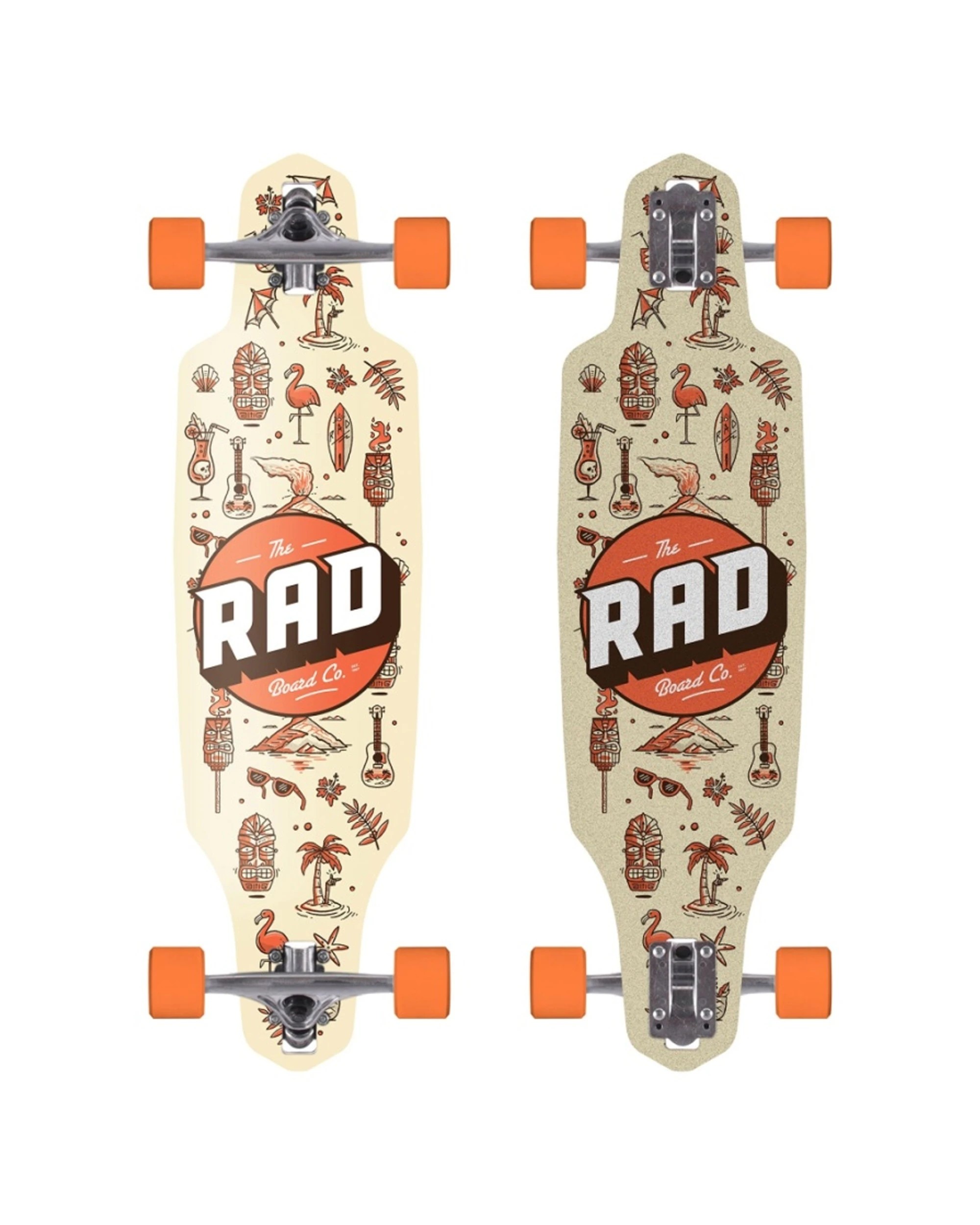 1 The RAD Board Co. Complete Drop Through 9" Longboard 8 Ply Maple Deck Tiki, 1 of 3