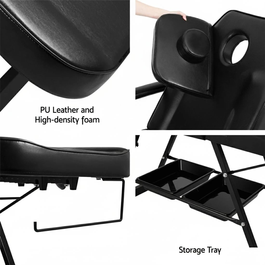 5 Zenses Massage Table Adjustable Salon Bed Chair 3 - Black, 5 of 6