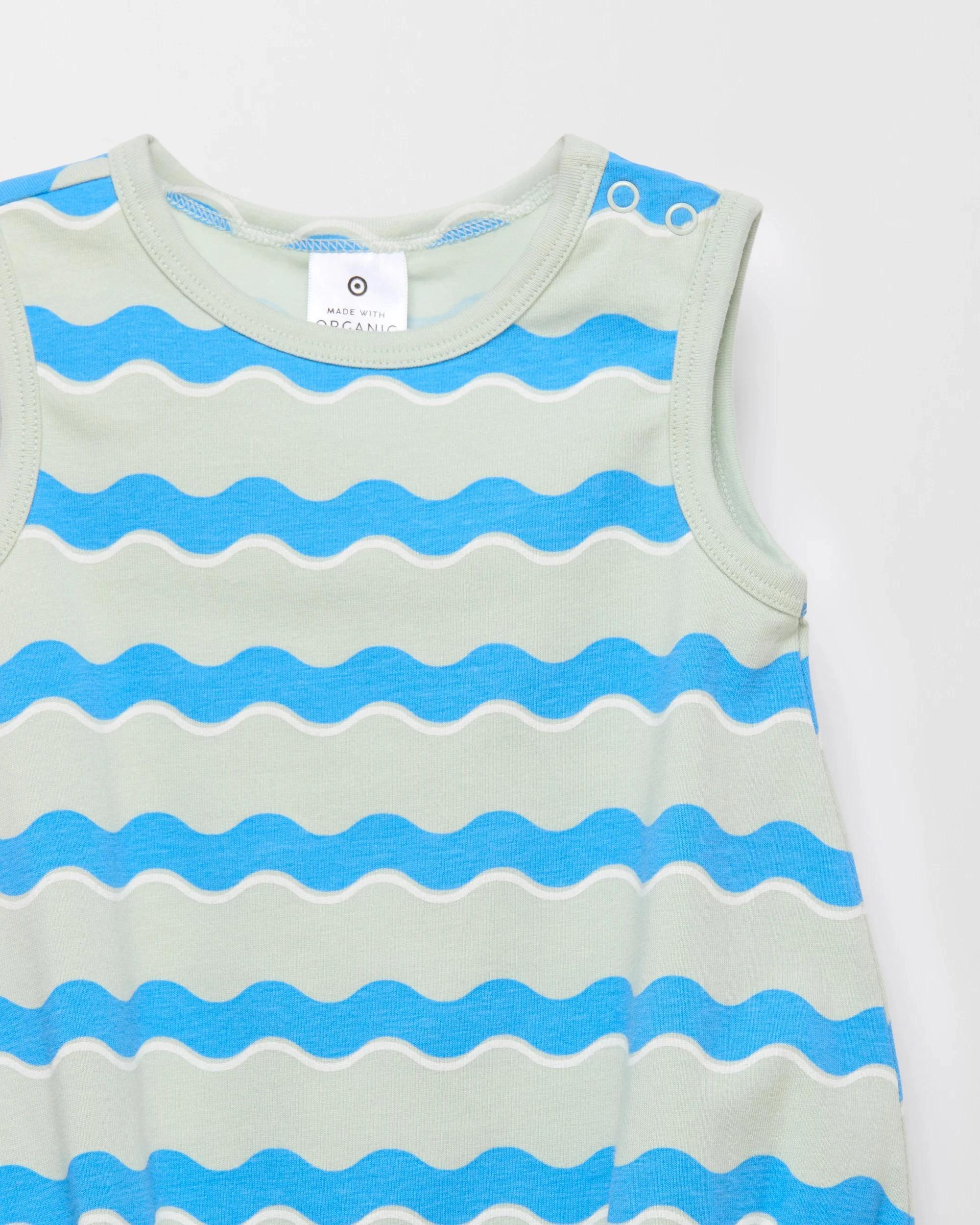 2 Target Baby Organic Cotton Print Bubble Bodysuit BLUE WAVE, 2 of 2