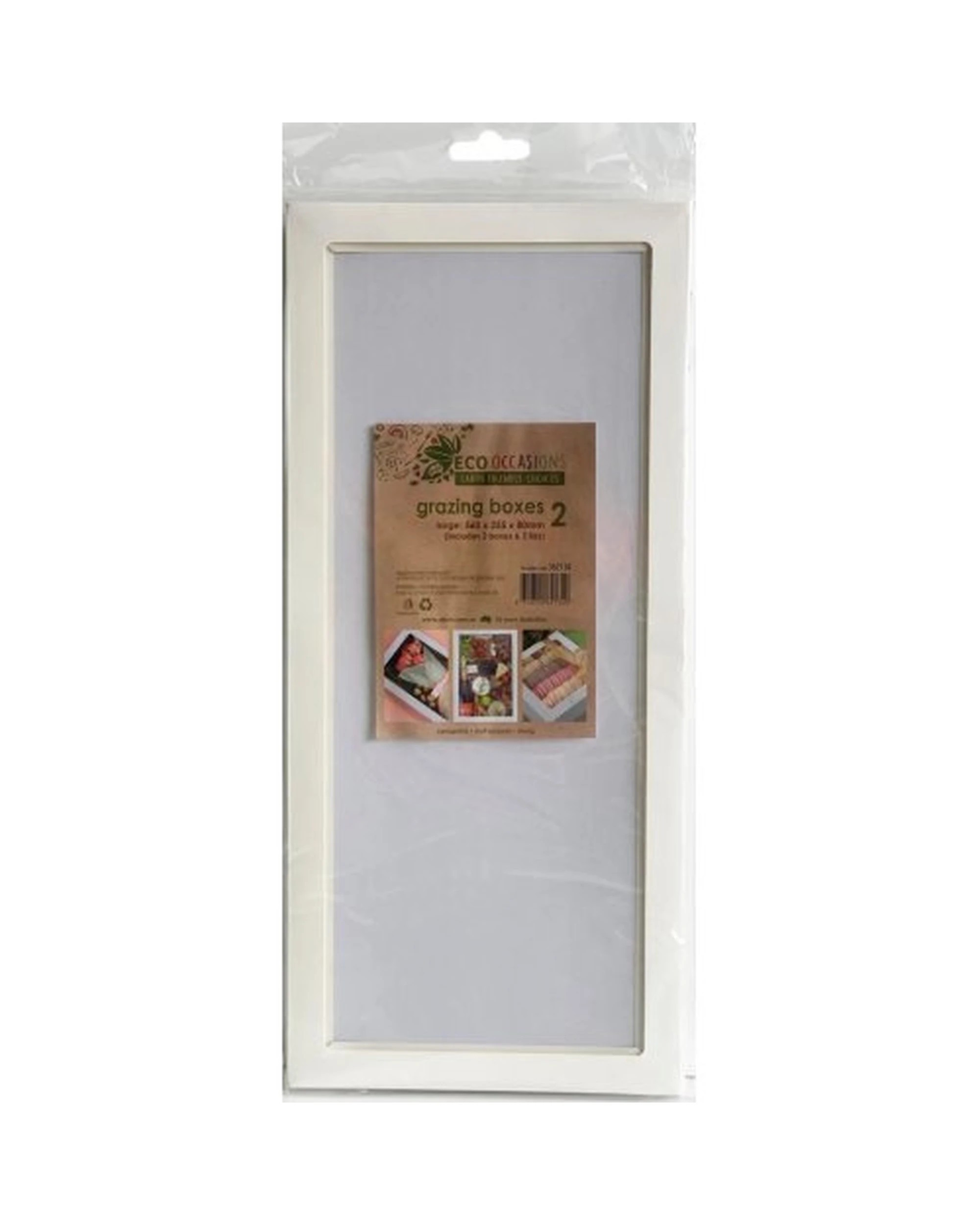 4 Alpen Eco White Grazing Boxes with Lids 56cm x 25.5cm x 8cm Pack of 2 - White, 4 of 4