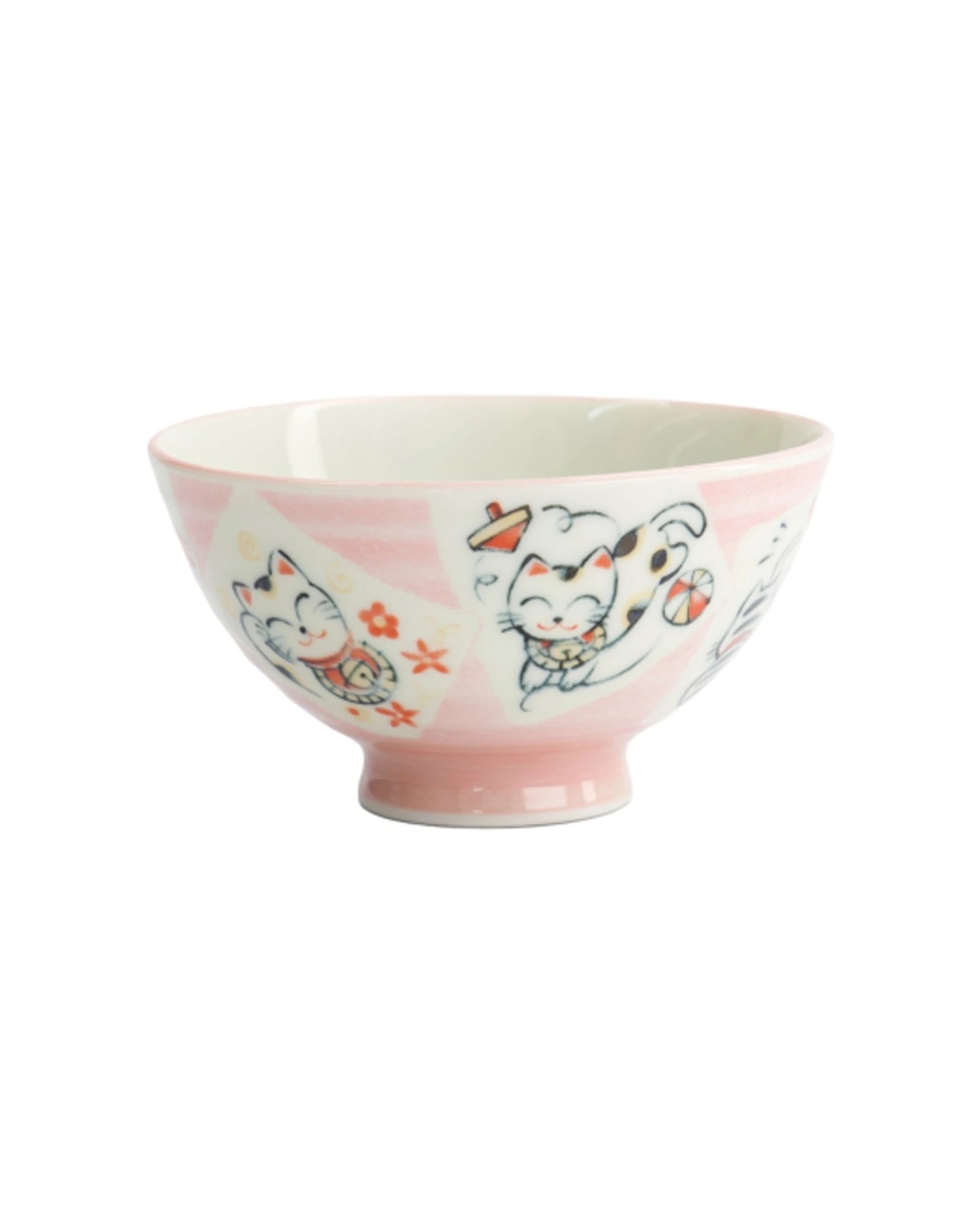 3 Tokyo Design 2PK Kawaii Rice Bowl Neko Cat Ceramic Tableware 11.5cm Card - Pink, 3 of 4