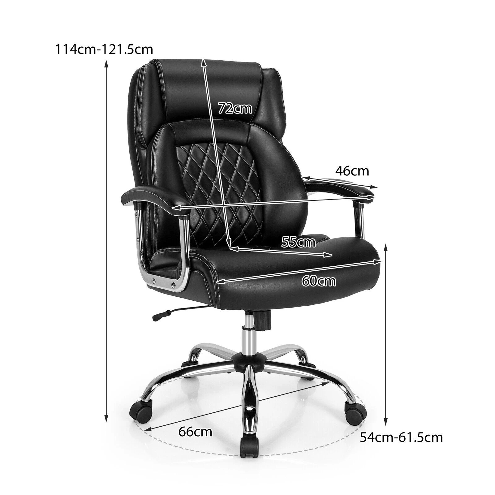 2 Costway Adjustable Executive Chair Swivel Computer Desk Recliner - Black, 2 of 3