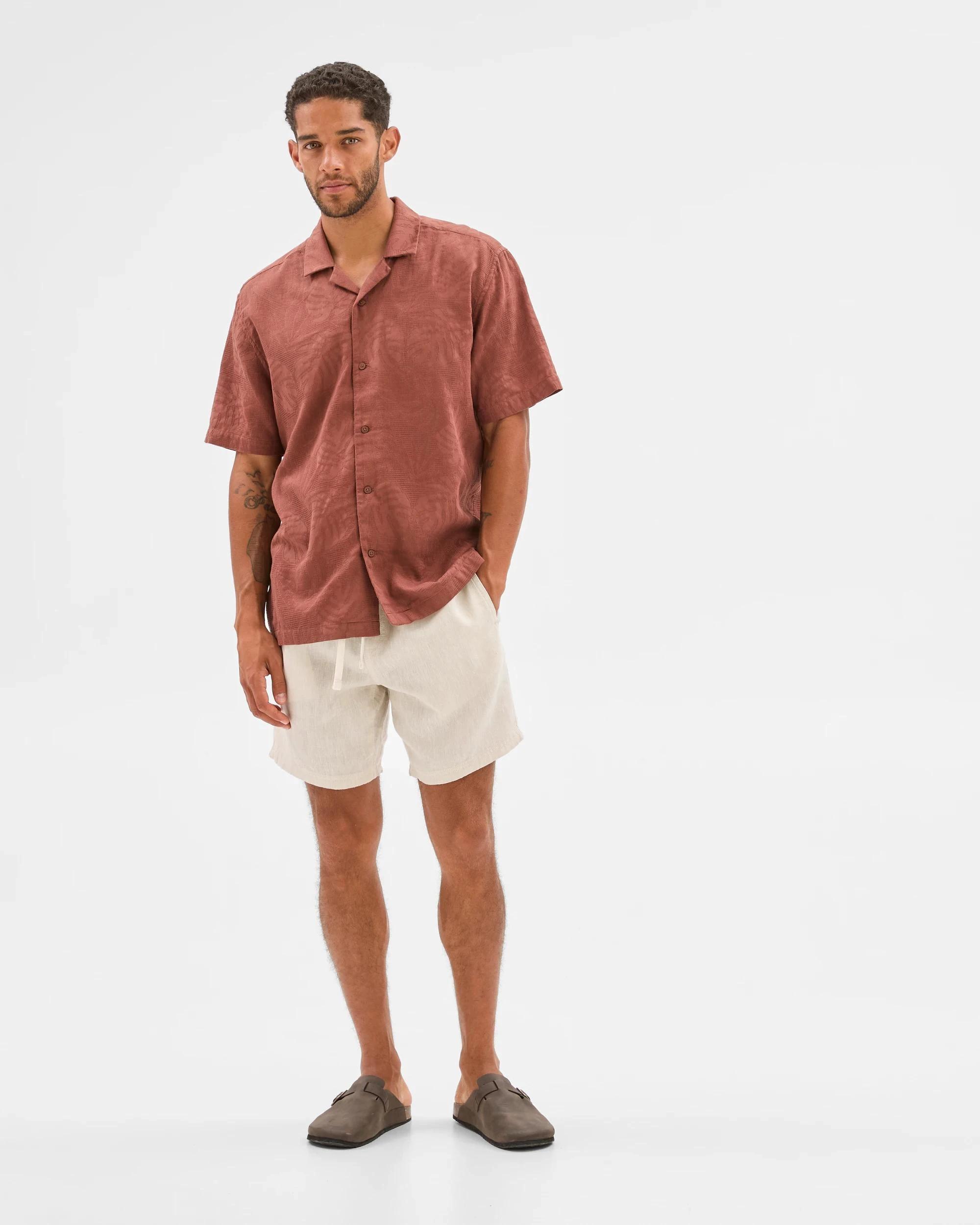 3 Target Australian Cotton Jacquard Floral Print Shirt RUST, 3 of 5