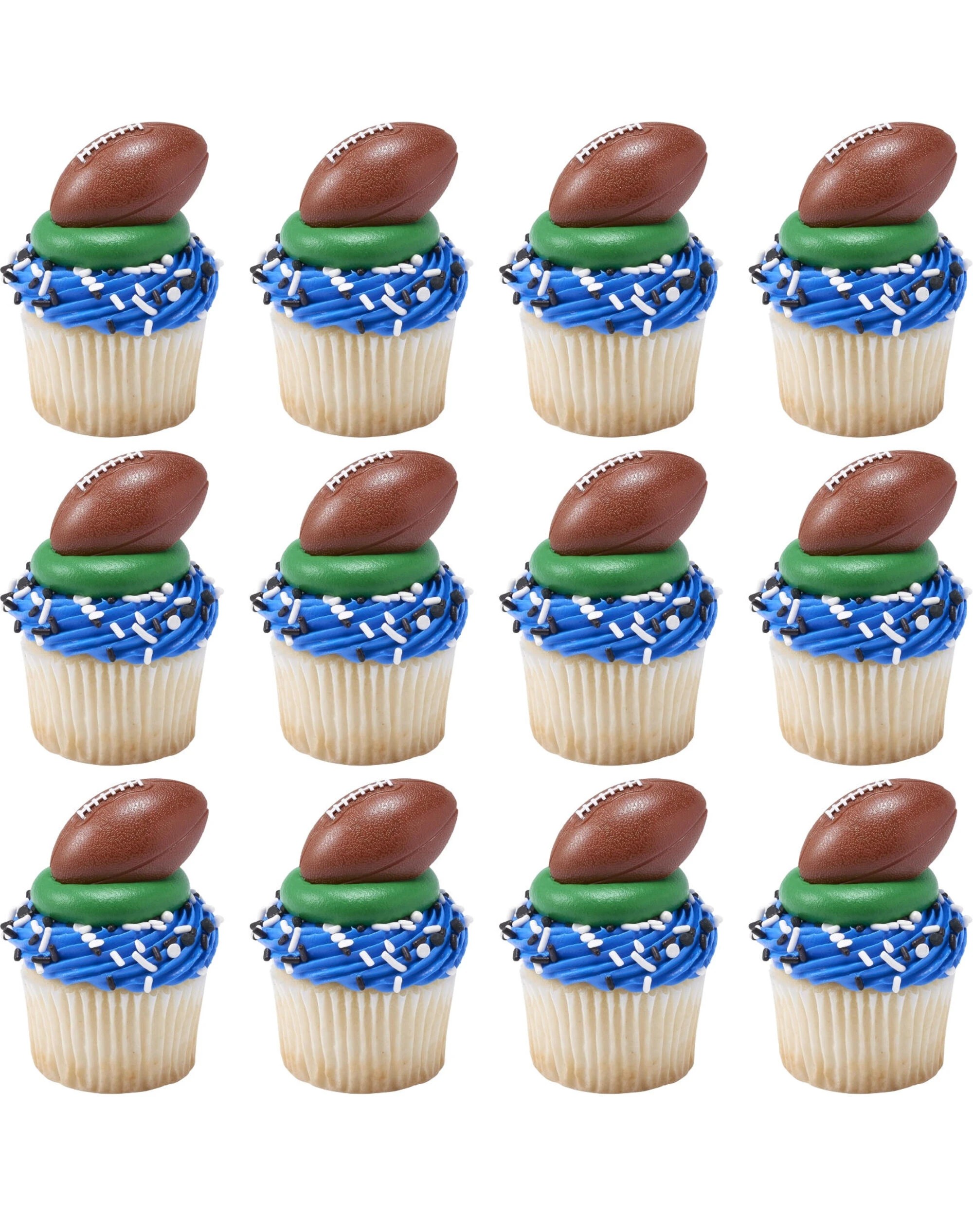 1 DecoPac Football 3D Cupcake Rings Pack of 12 - Brown, 1 of 3