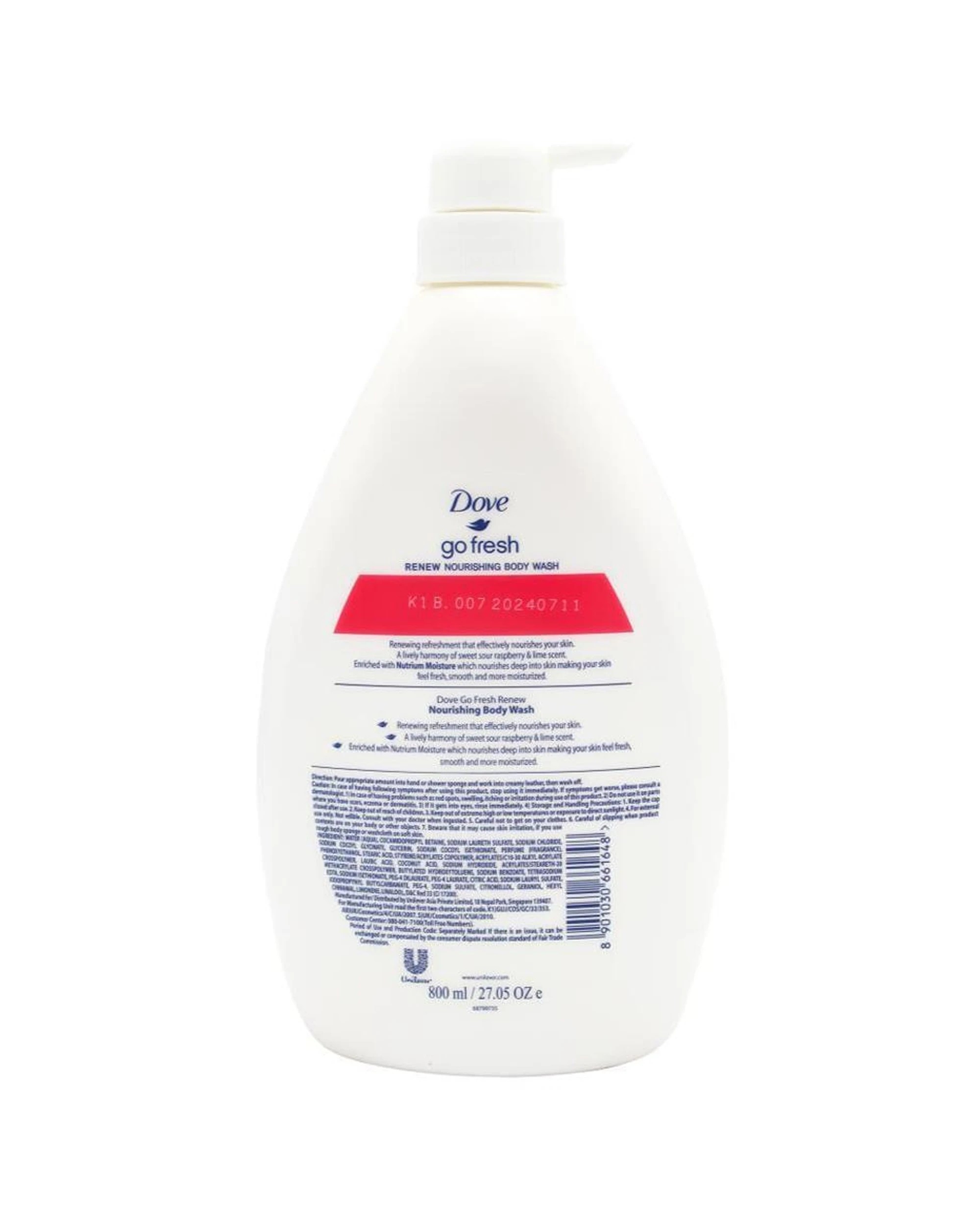 2 Dove Body Wash Go Fresh Raspberry Scent Moisturising Nourishing Shower Gel 800ml - White, 2 of 3