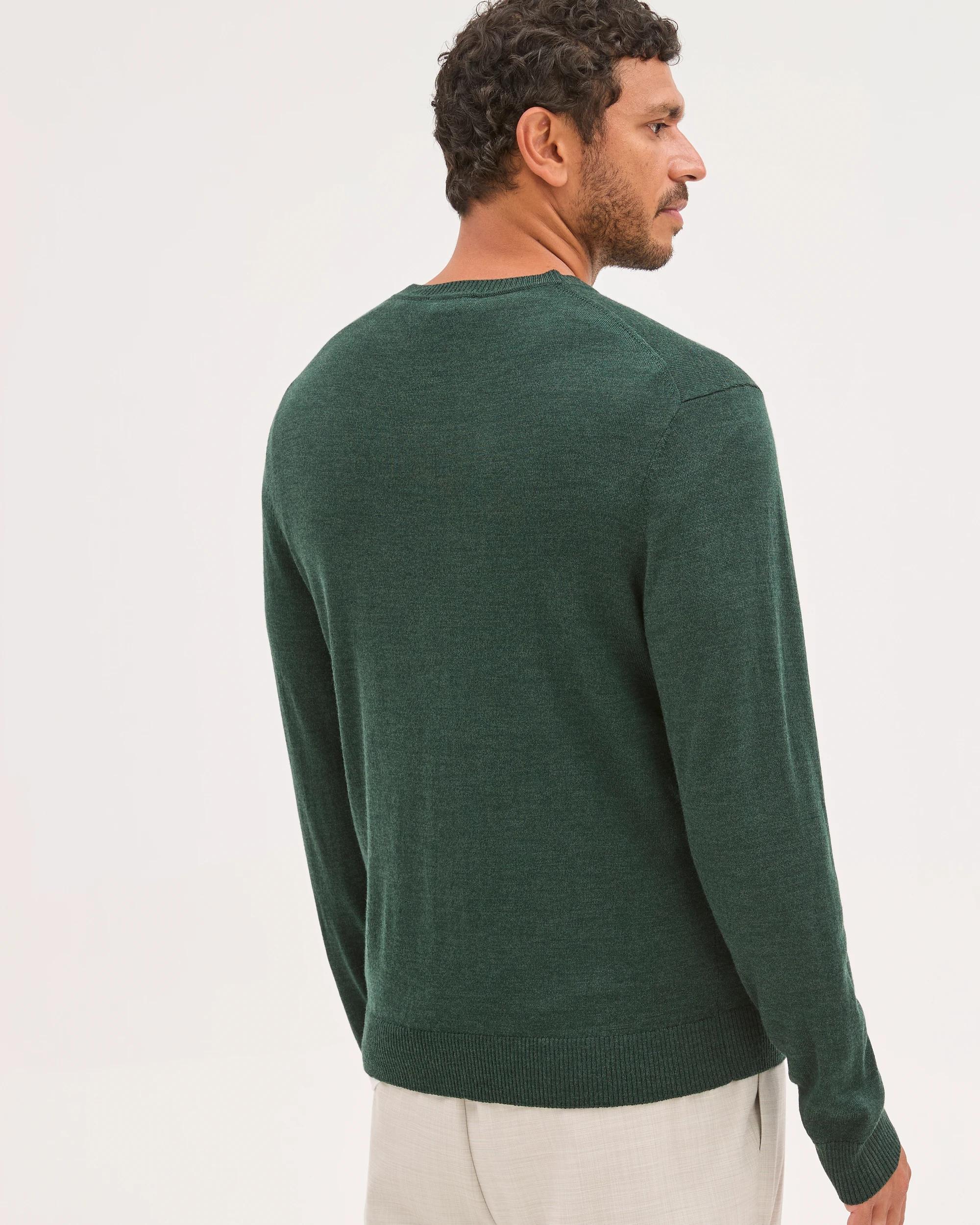 7 Preview Australian Merino Wool Knit Jumper FOREST GREEN, 7 of 7