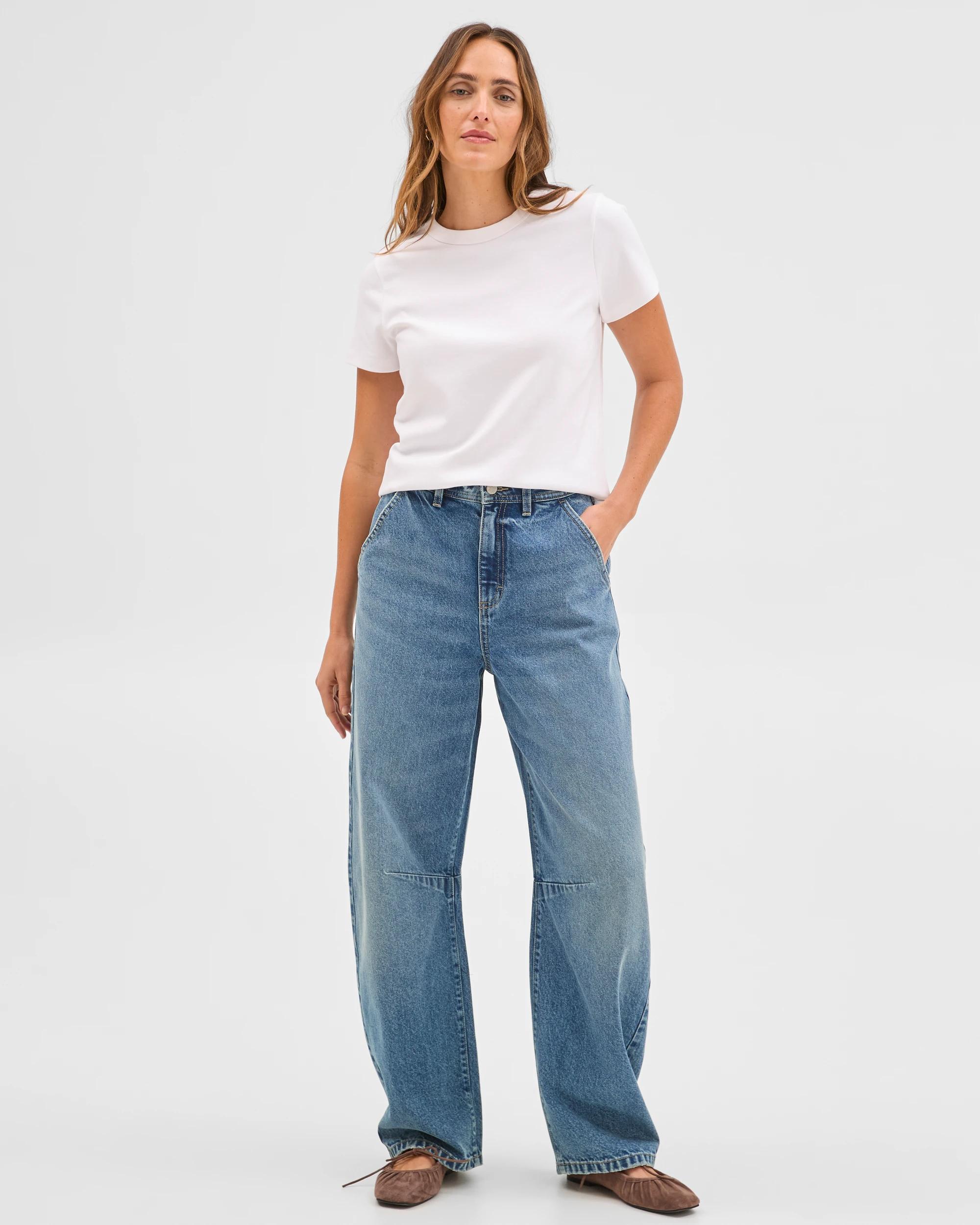 2 Target Denim Cate Relaxed Barrel Denim Jeans VINTAGE INDIGO, 2 of 7