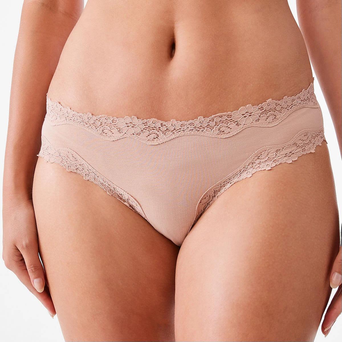 4 3 Pack Cotton Lace Bikini Briefs Sc Lf Bk, 4 of 8