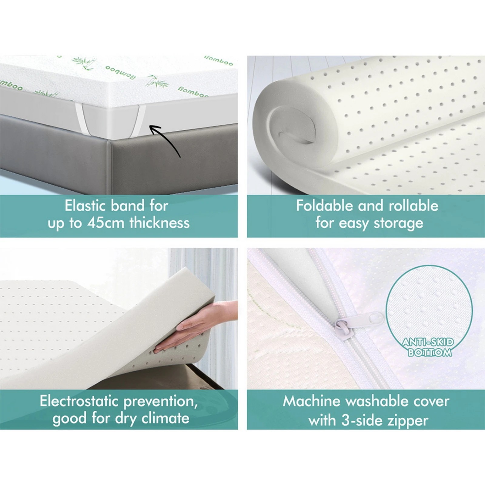 2 Starry Eucalypt Memory Foam Mattress Topper 8cm Cool Gel - King Single Bed, 2 of 10