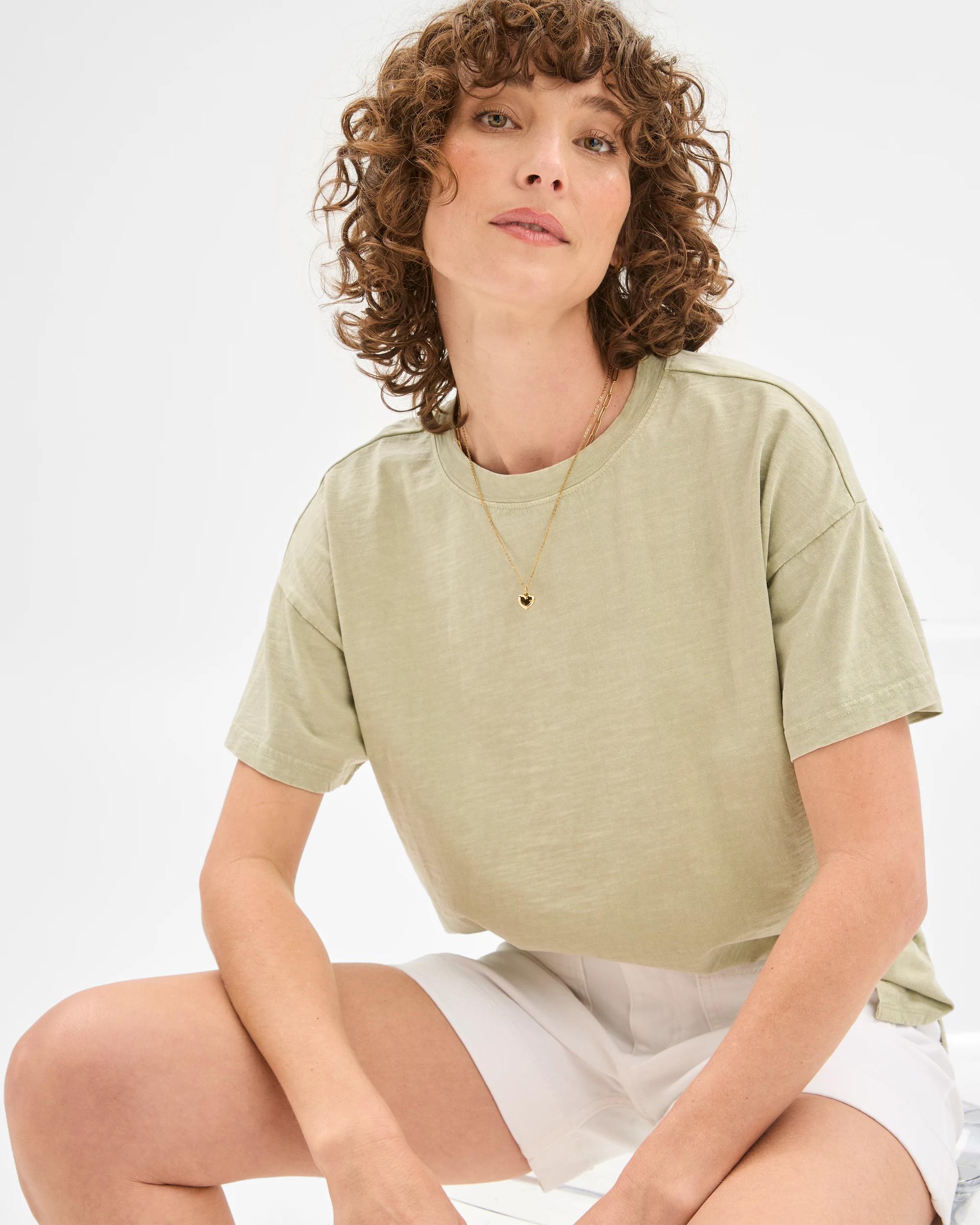 1 Target Australian Cotton Relaxed Slub T-Shirt Aloe Vera, 1 of 7