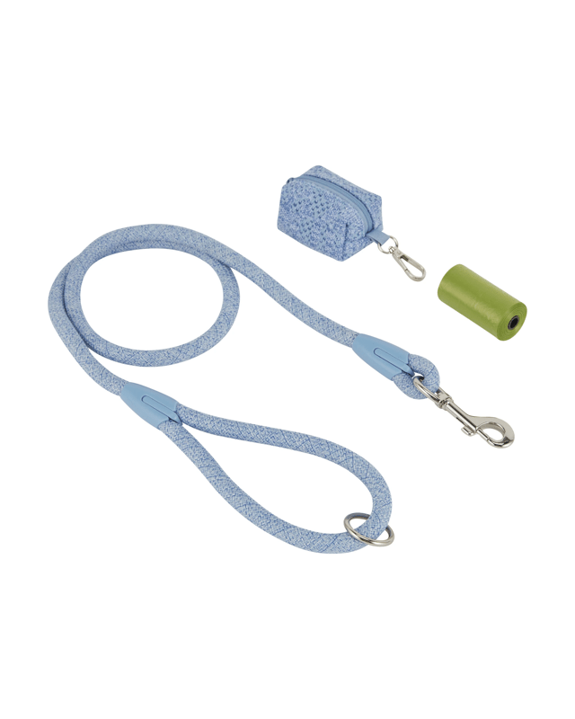 Pet Blue Knit Lead and Poo Bag Ho