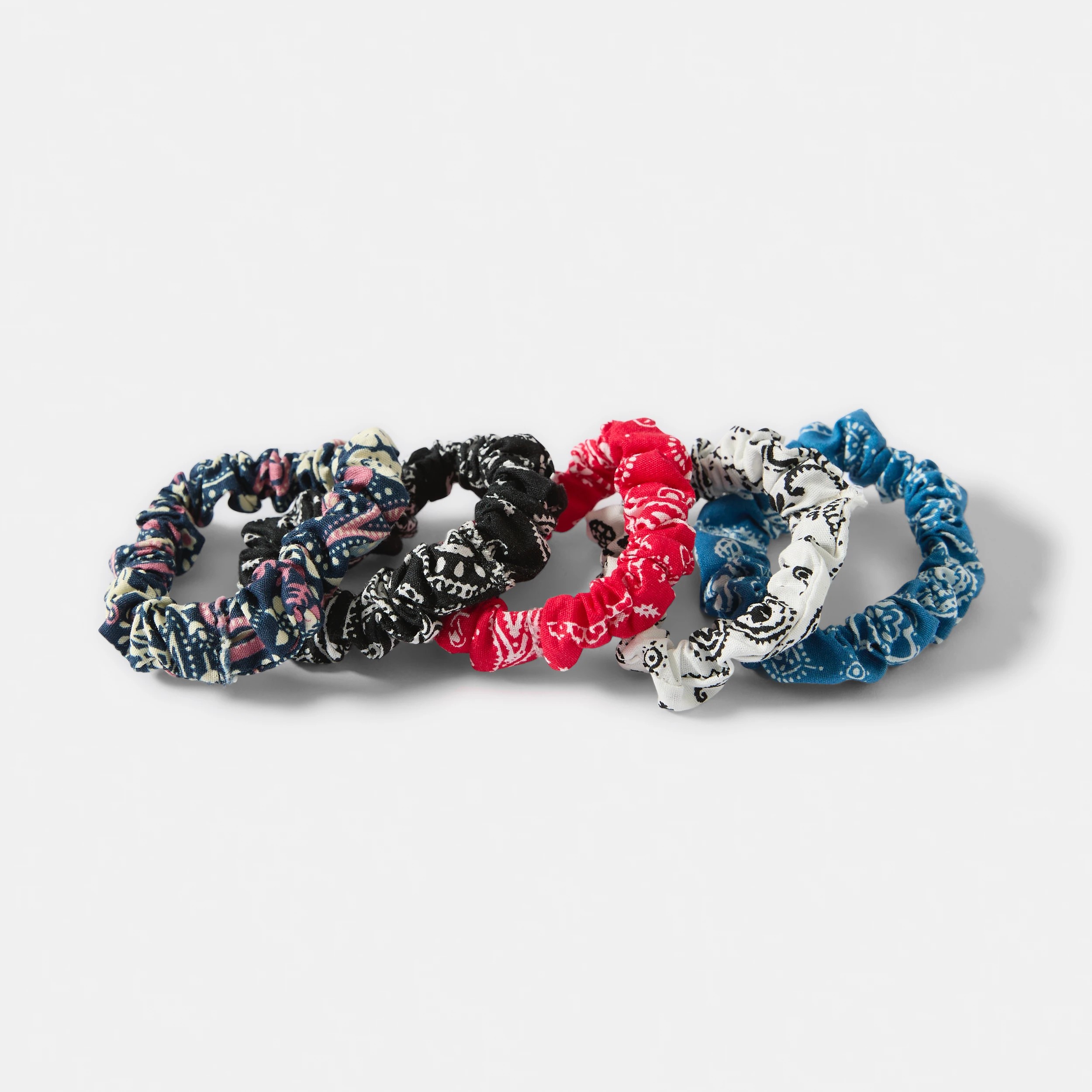2 5 Pack Bandana Print Mini Hair Scrunchies, 2 of 5