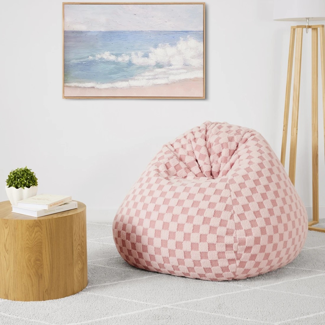 1 Checker Bean Bag - Pink, 1 of 8