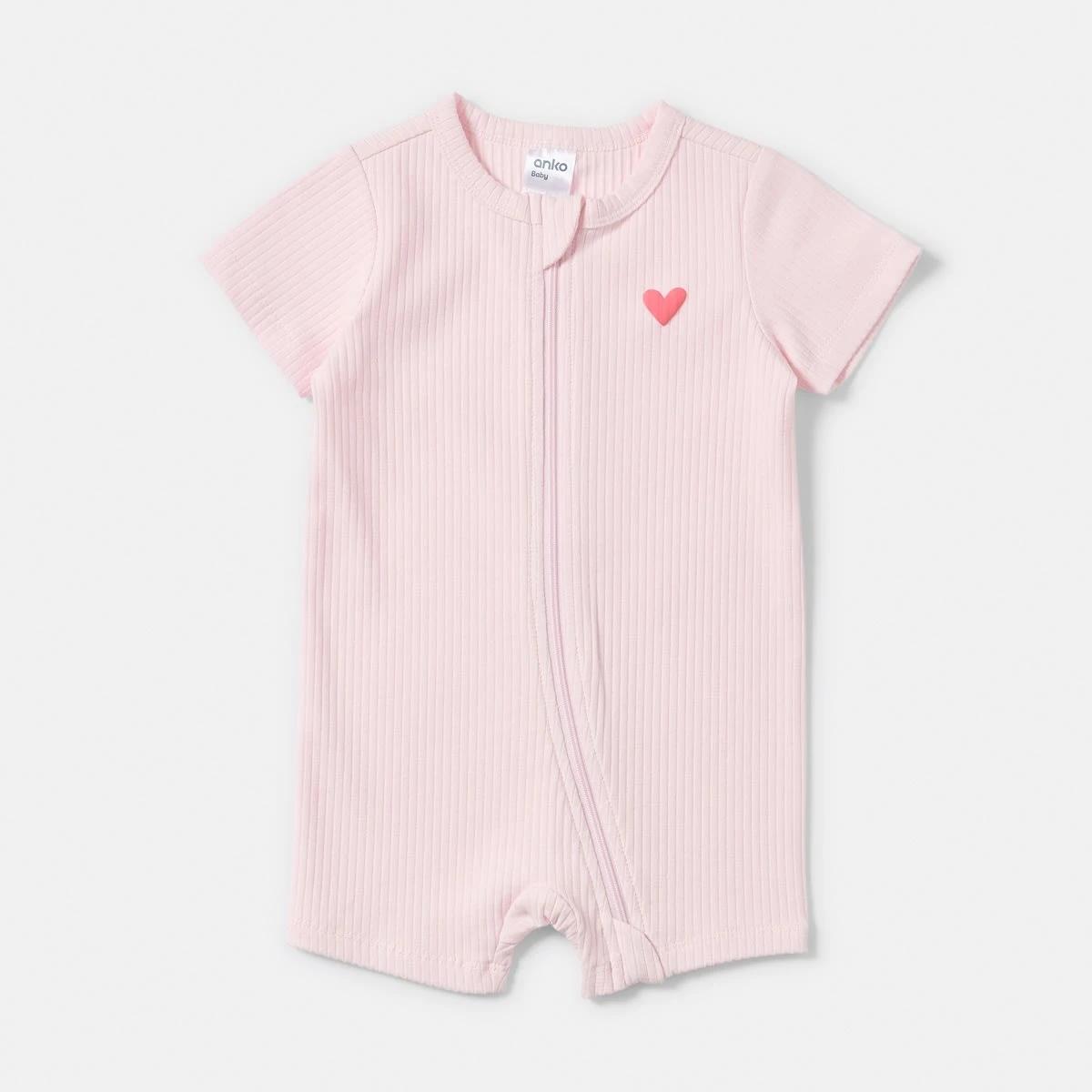 1 Short Sleeve Rib Zip Romper BALLERINA, 1 of 4