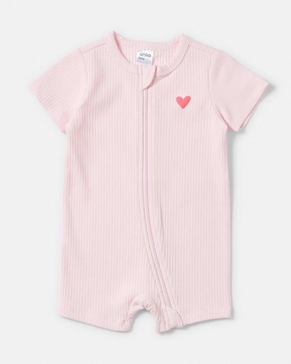 Short Sleeve Rib Zip Romper