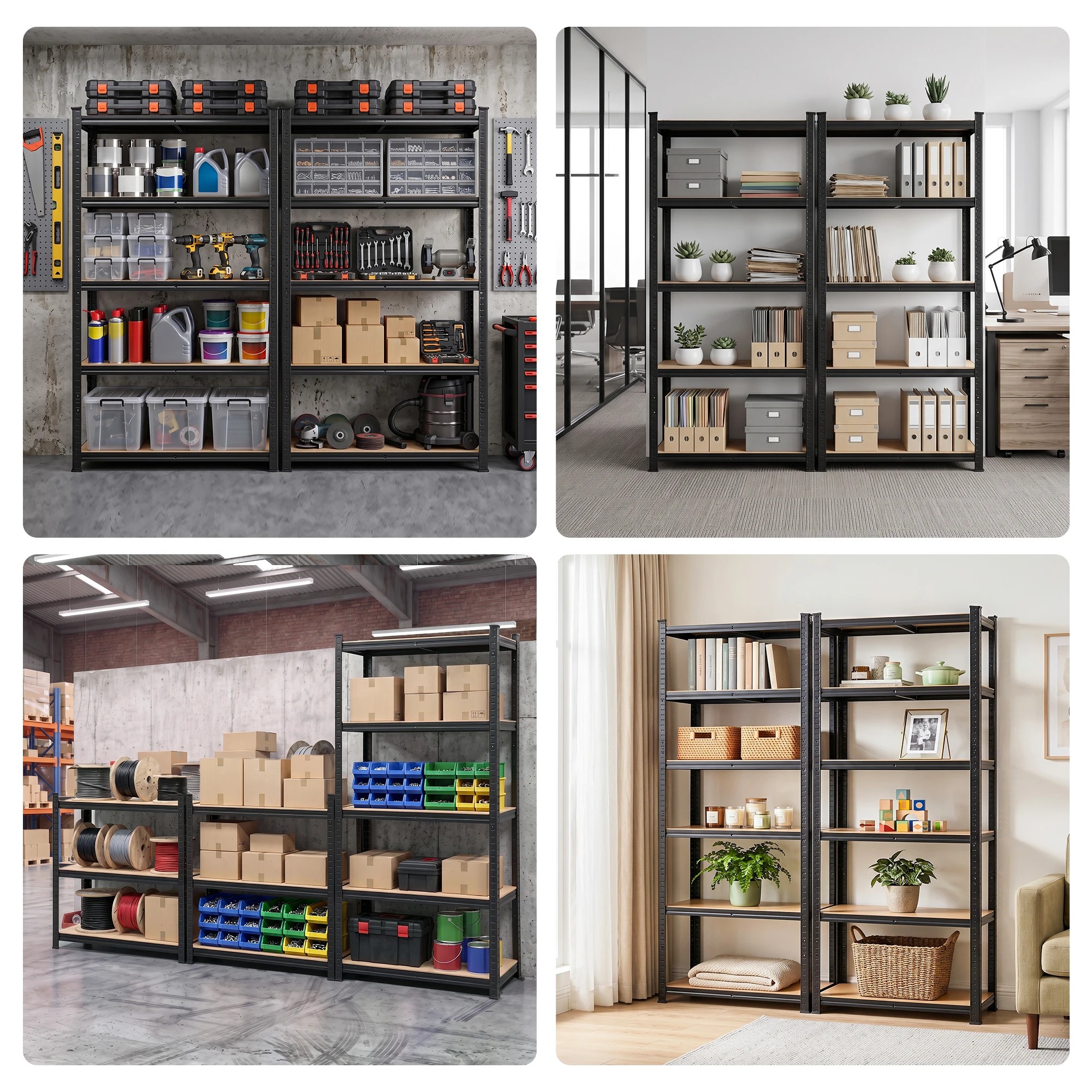 6 Giantz 2-Rack Garage Shelving 1.5X0.7m Warehouse Shelves Storage Rack Pallet Racking - Black, 6 of 8