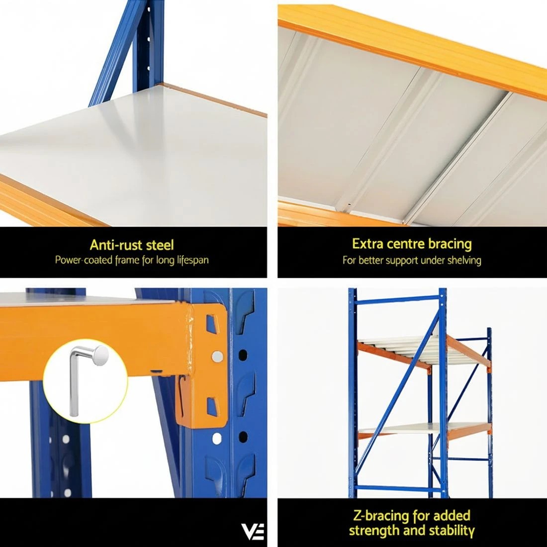 4 Giantz 2Mx2M Garage Shelving Warehouse Rack Pallet Racking Storage Shelf - Multi, 4 of 4