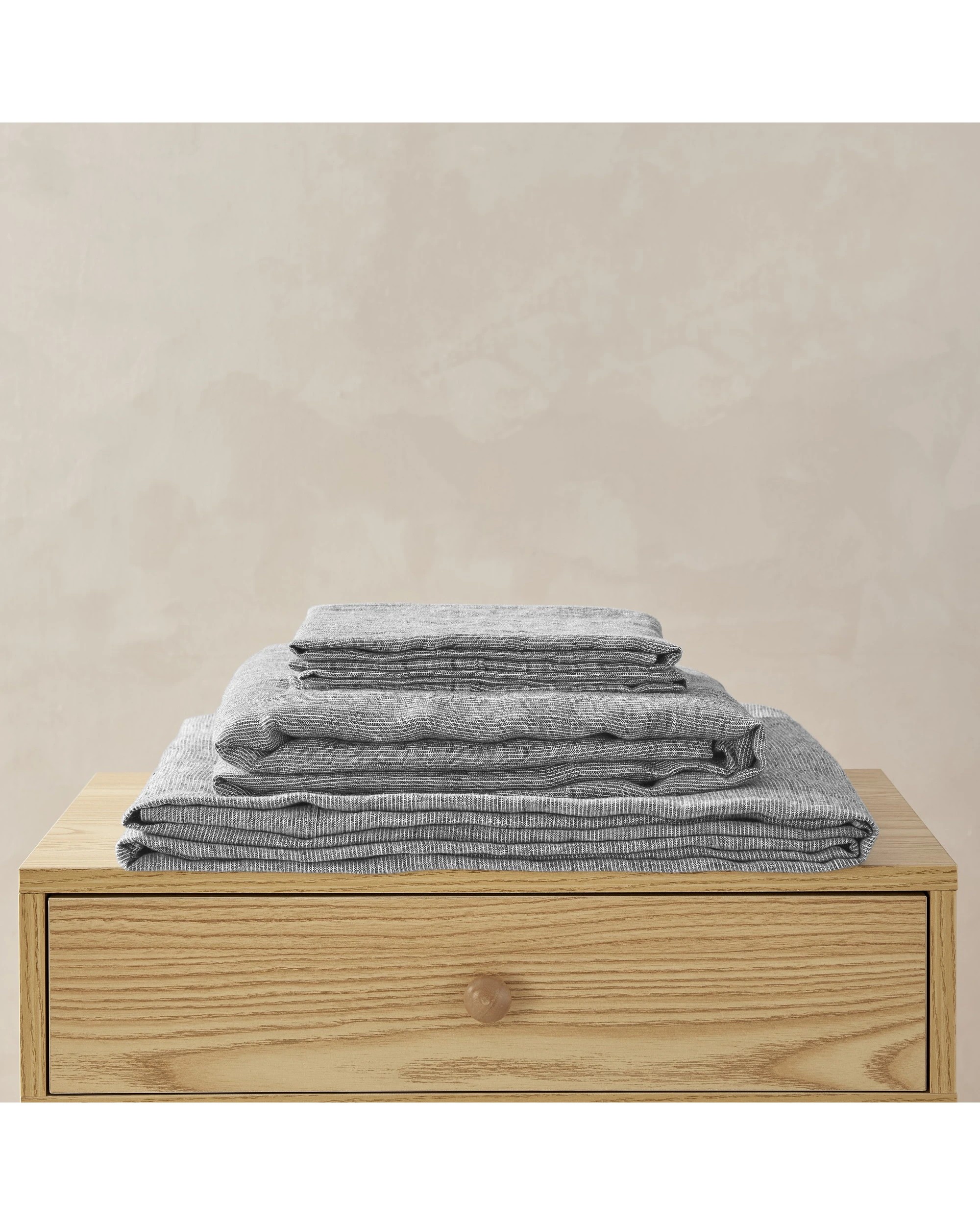 4 Natural Home Classic Pinstripe Linen Sheet Set - Super King Bed - Dark with White Line, 4 of 4